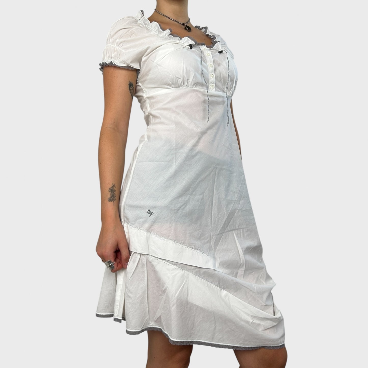 White Cop Copine Frilly Summer Dress - S