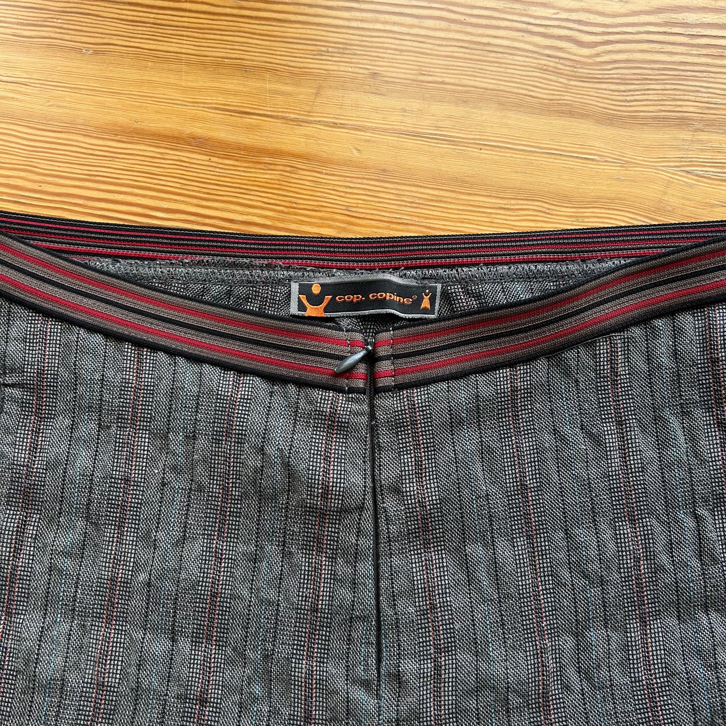 Cop Copine Grey Pinstripe Wide Leg Trousers - S
