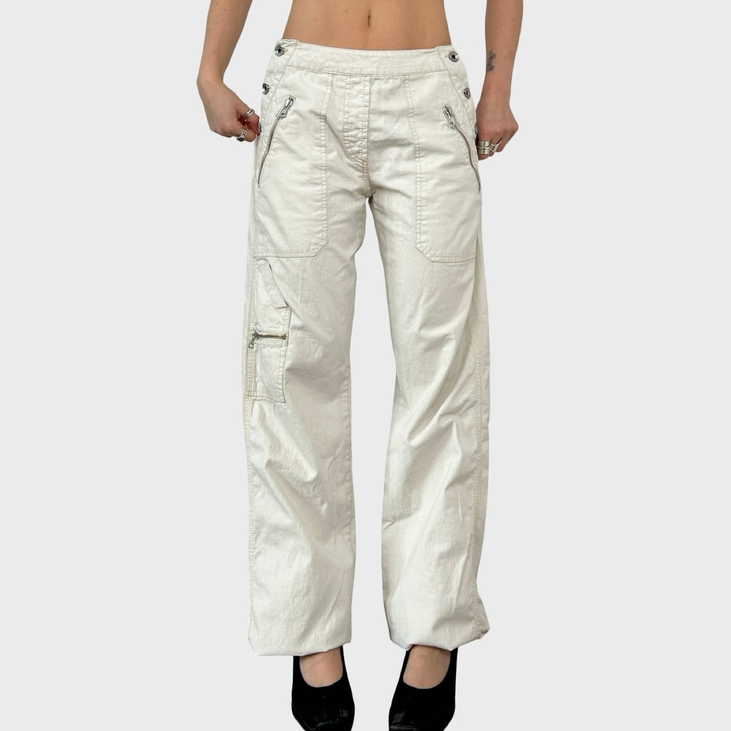 Miss Sixty White Buckle Baggy Trousers - M/L