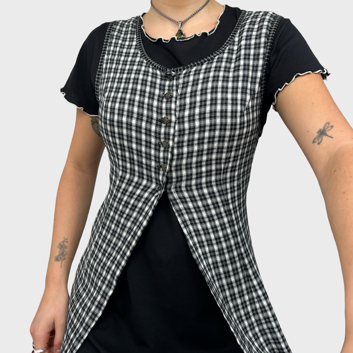 Cop Copine Double Layer Checkered Maxi Dress - M