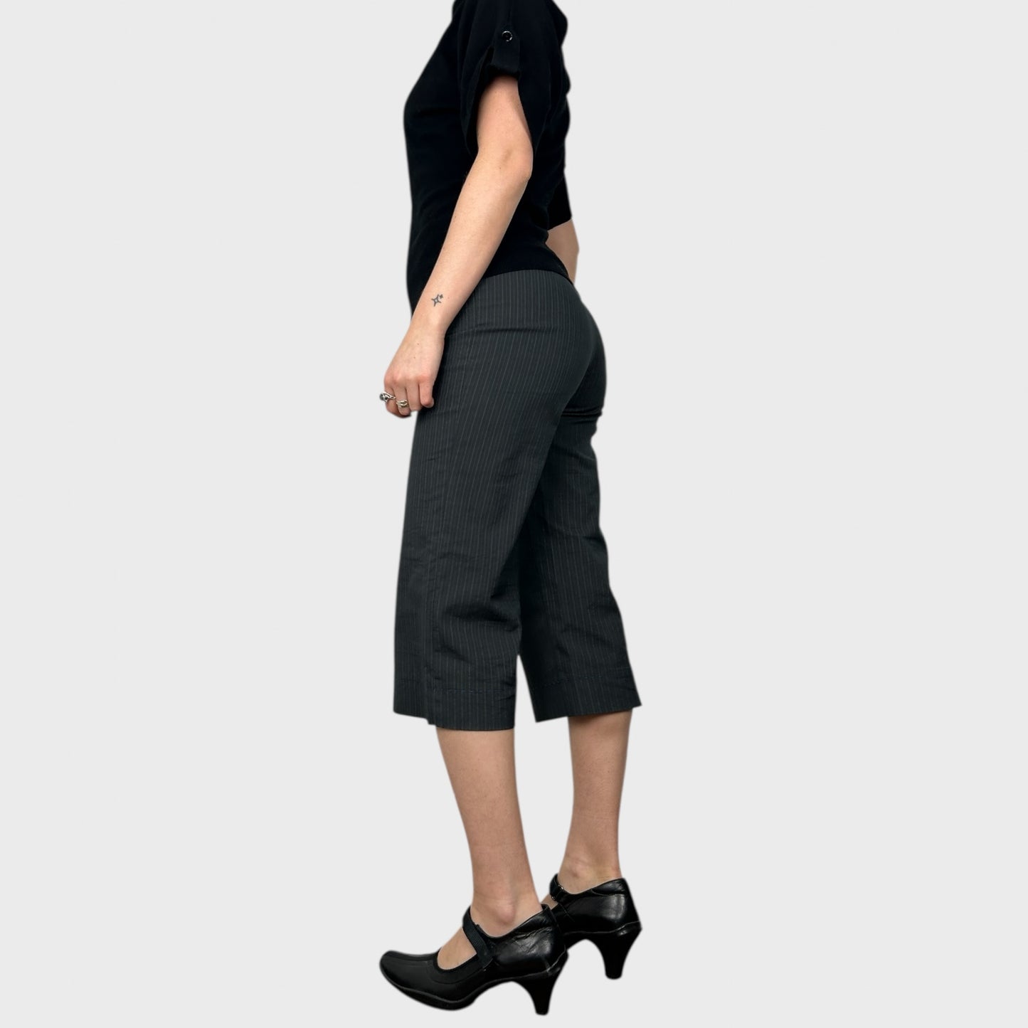 Cop Copine Pinstripe Capri Trousers - M