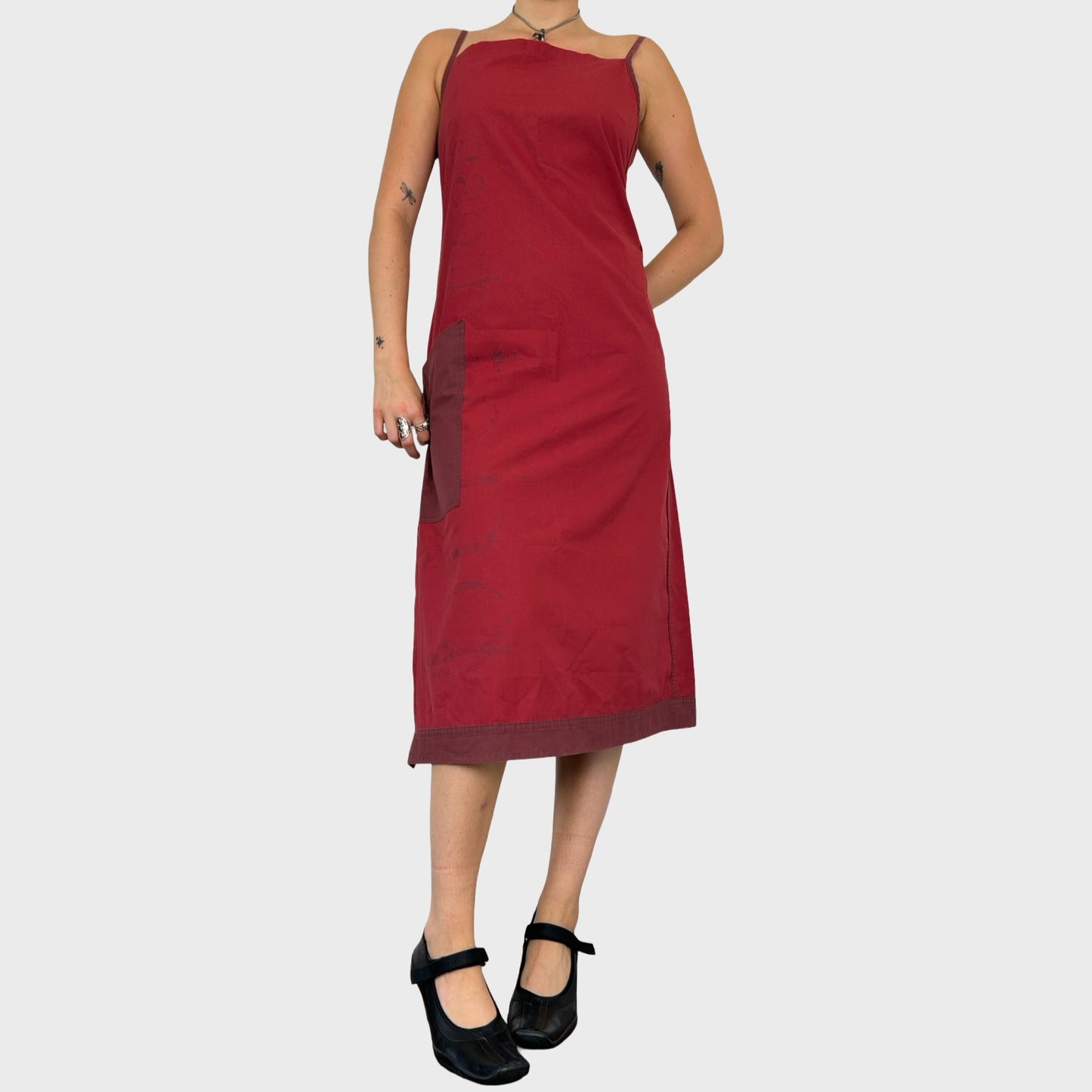 Cop Copine Red Two Tone Midi Dress - M