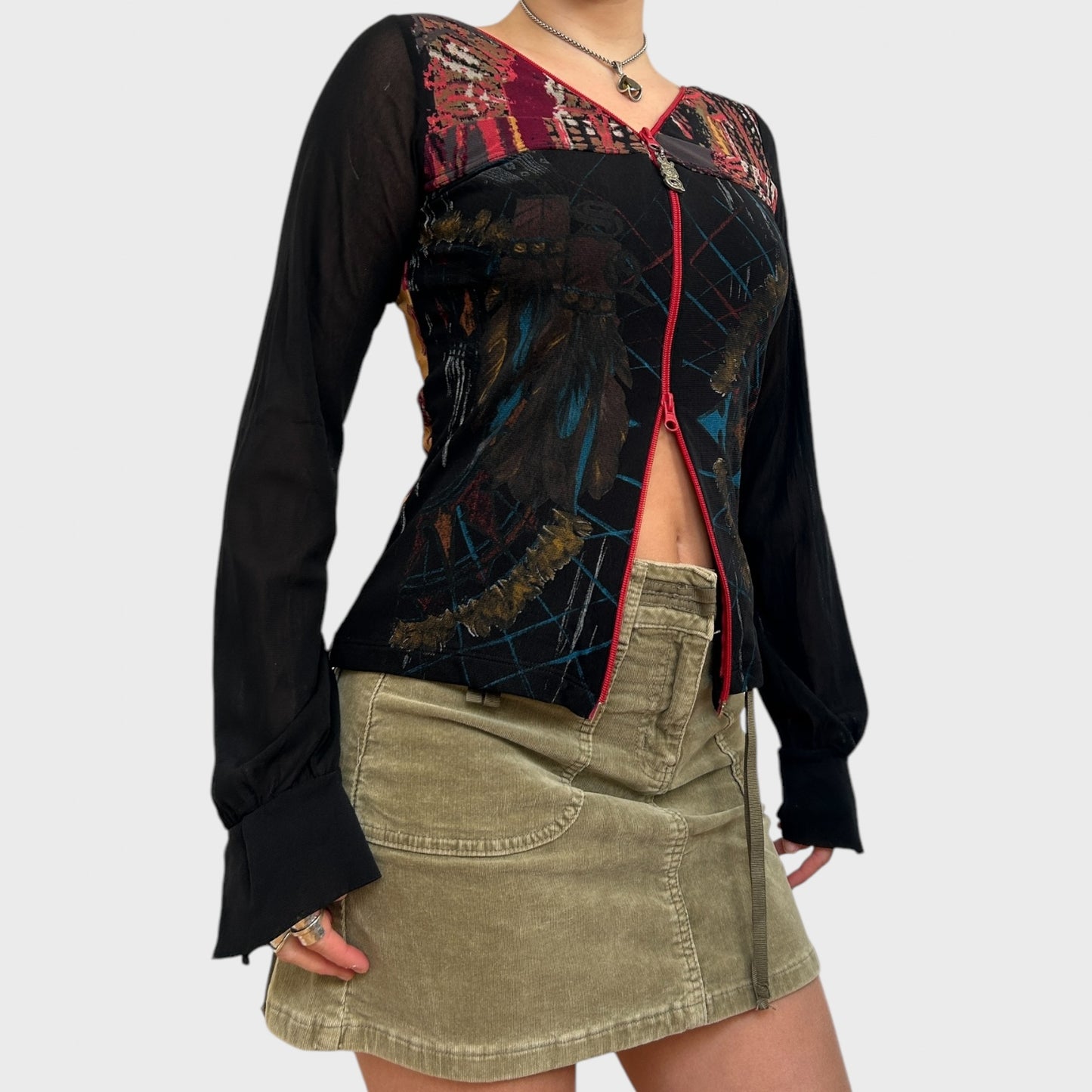 Save the Queen Mesh Double Zip Top