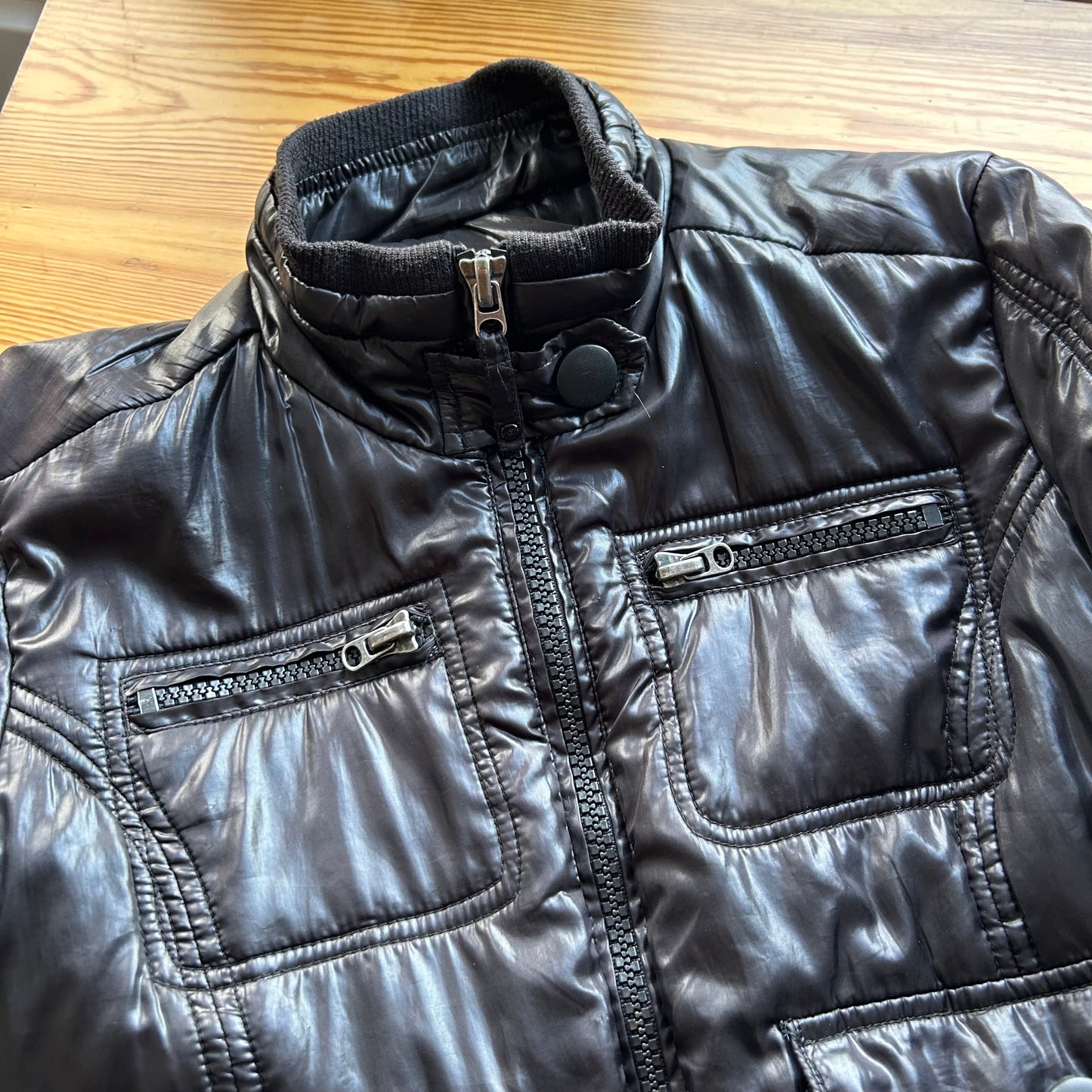Black Puffer Bomber Jacket - S/M