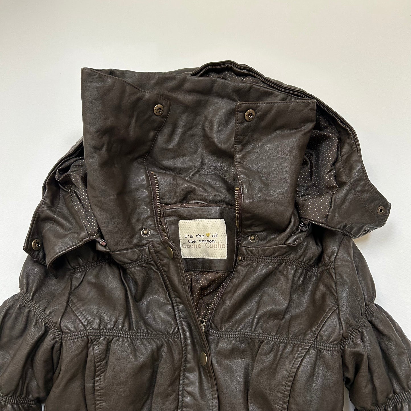 Brown Ruched Zip-Up Jacket