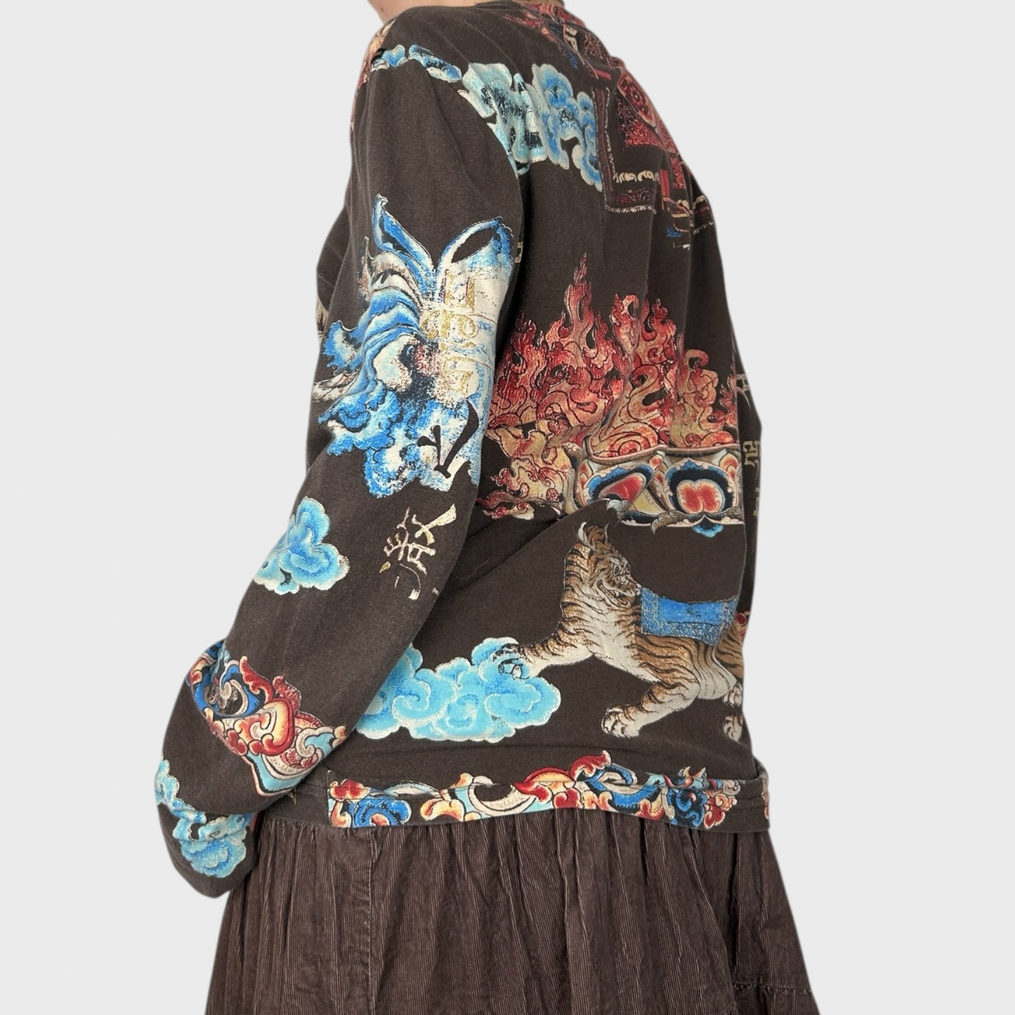 Roberto Cavalli Graphic Print Long Sleeve Top - L