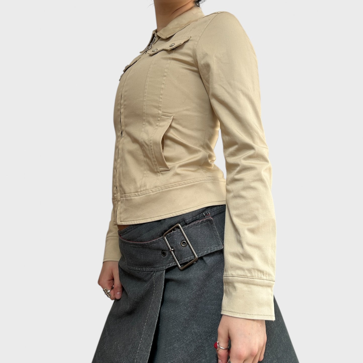 Dolce & Gabbana Zip-Up Cream Jacket