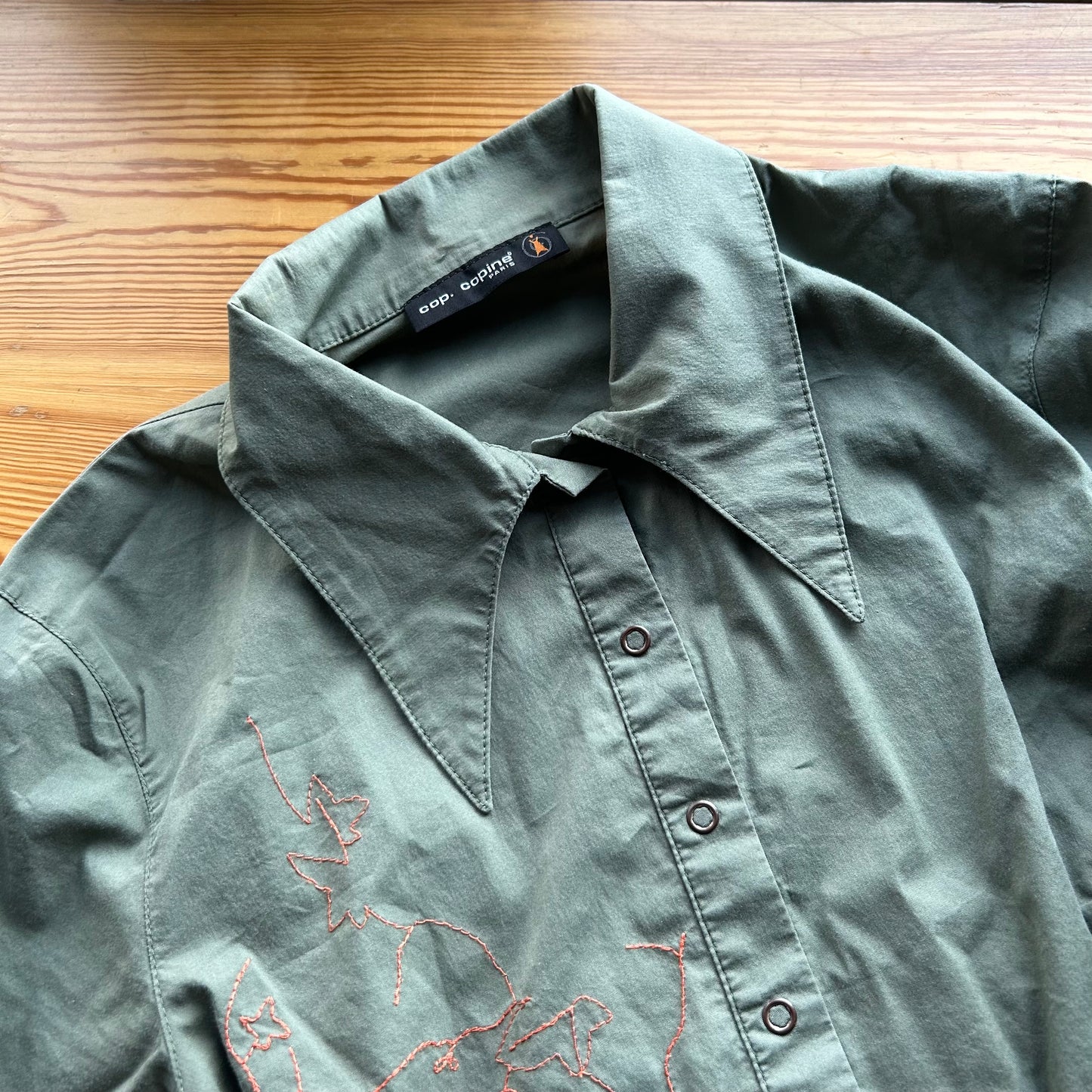 Cop Copine Khaki Button-Up Shirt - M