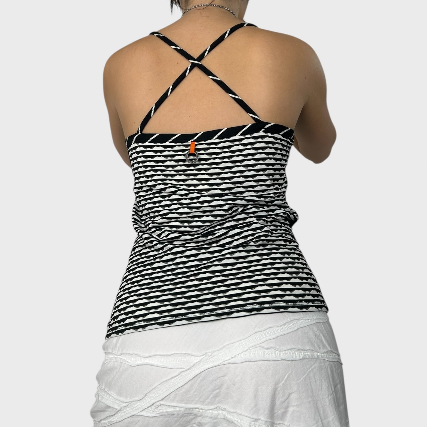 Save the Queen Striped Crossover Strap Tank - M/L