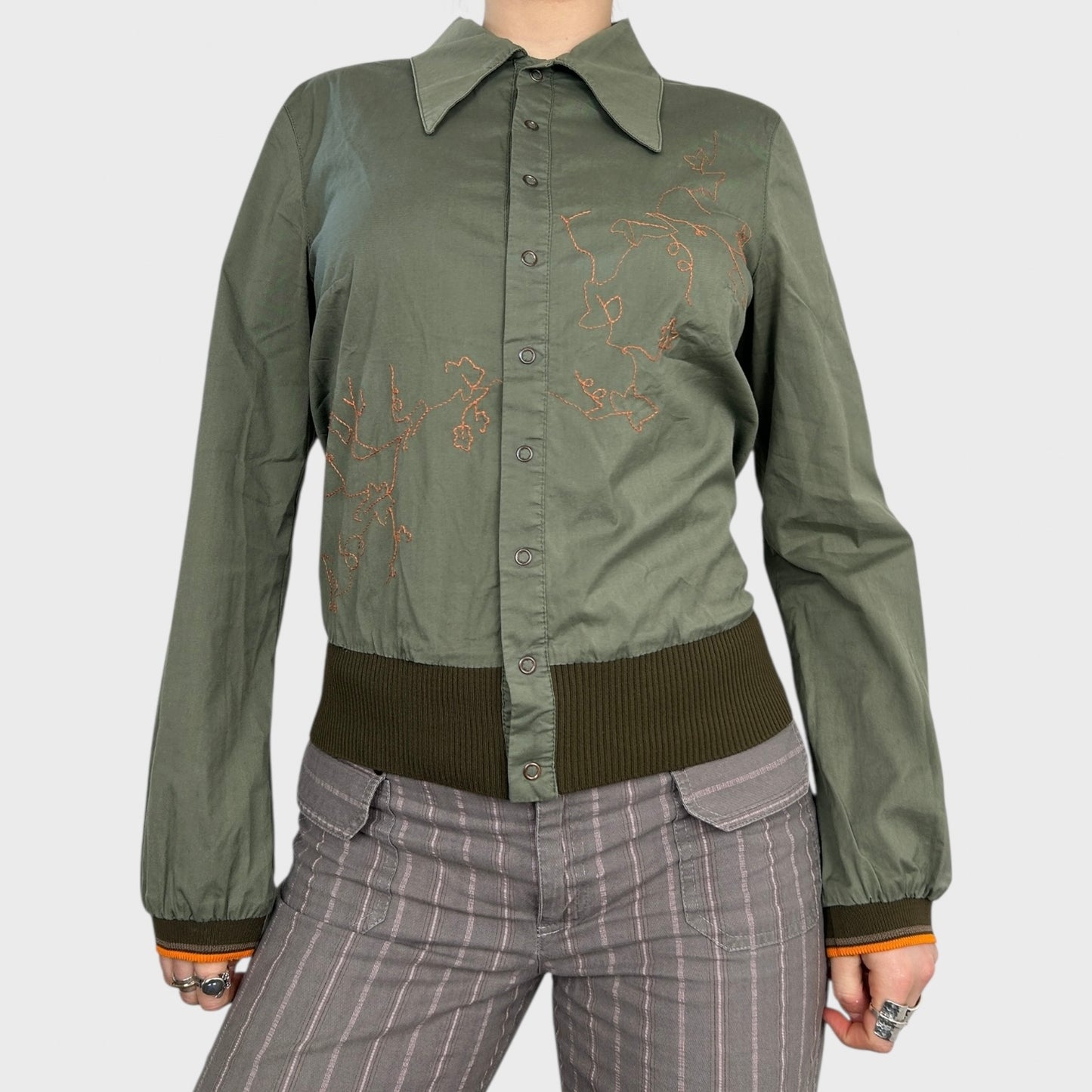 Cop Copine Khaki Button-Up Shirt - M