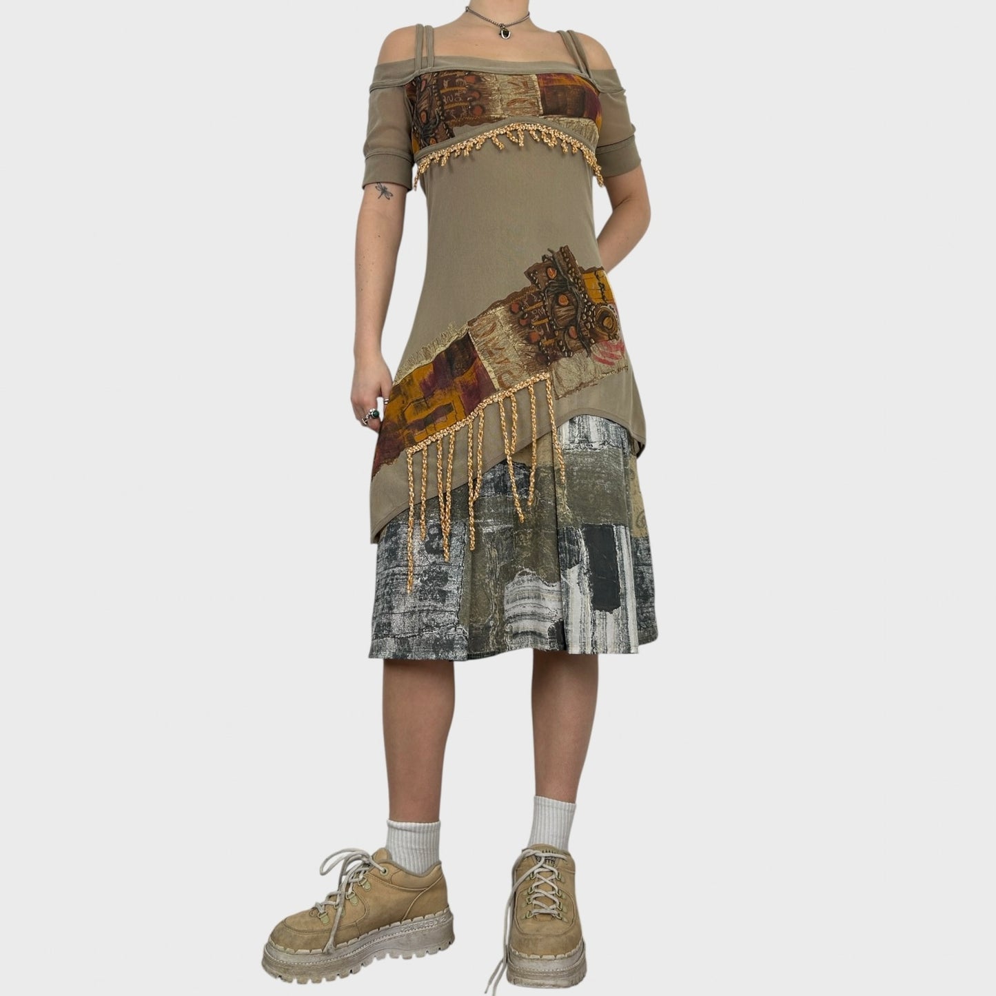 Save The Queen Graphic Mesh Midi Dress - M/L