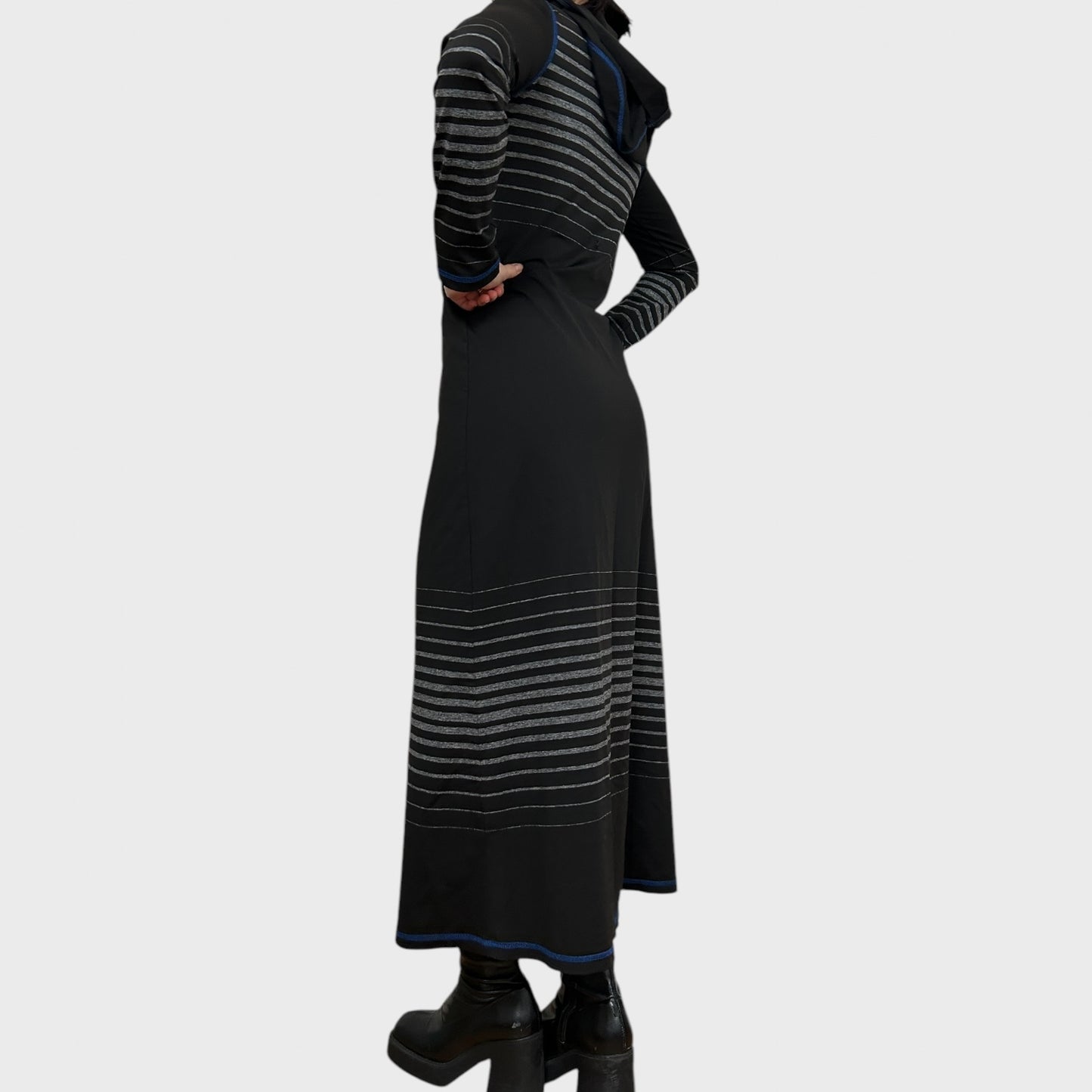 Vintage Cop Copine Striped Hooded Maxi Dress