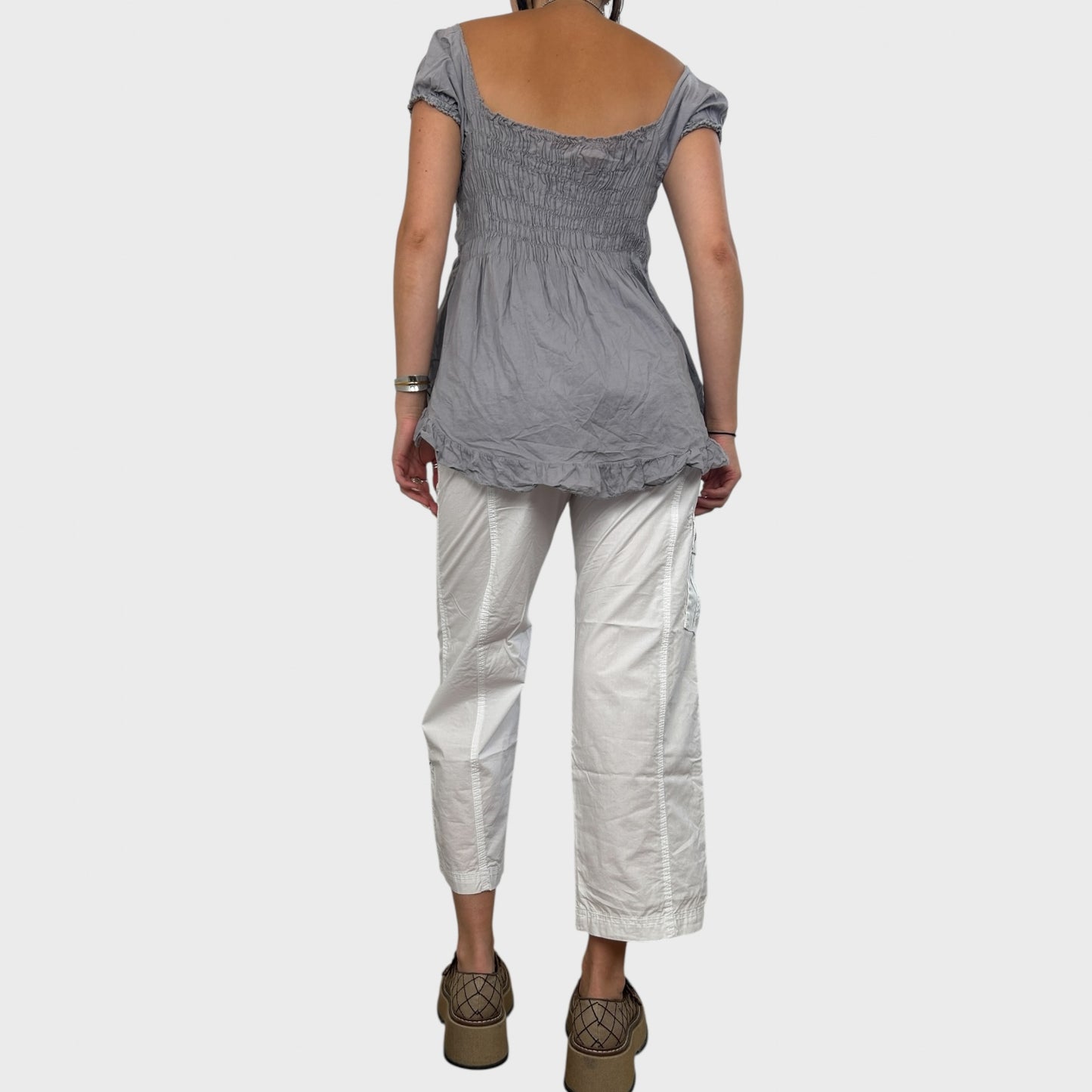 White Cargo Capris - S