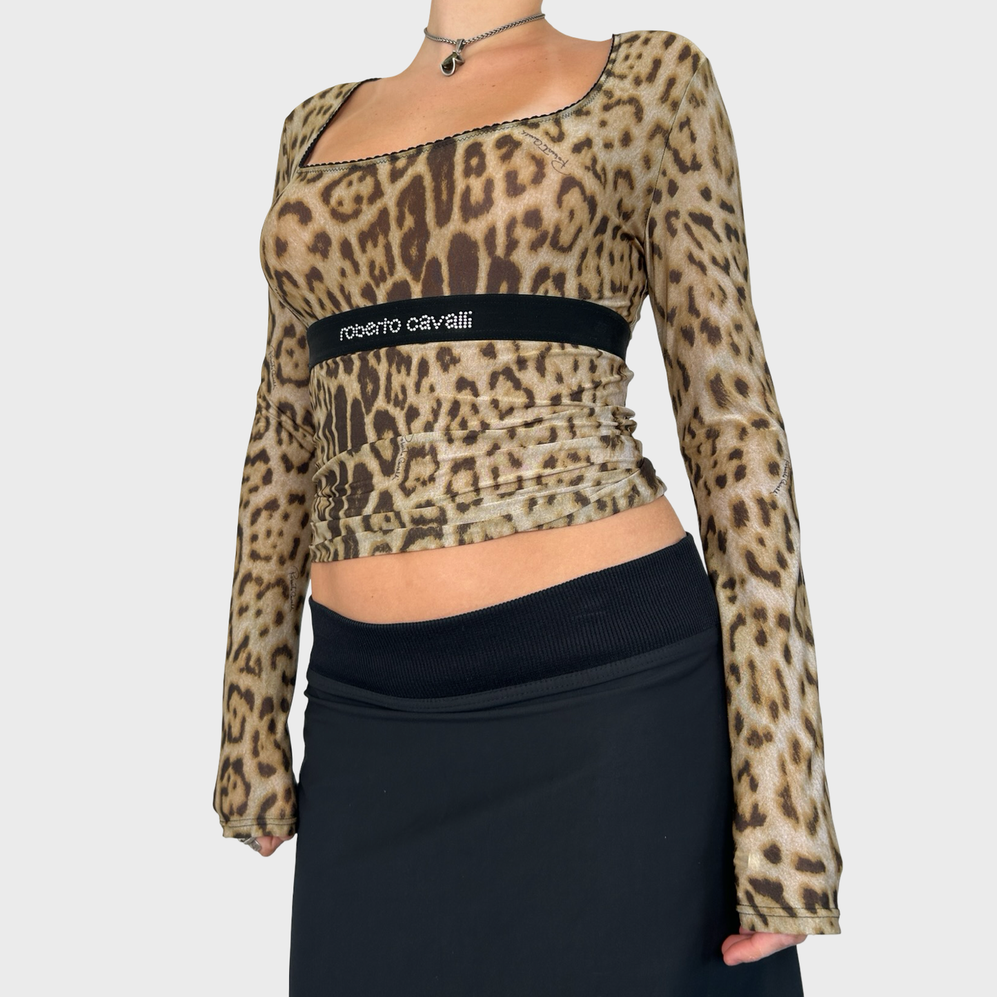 Roberto Cavalli Leopard Print Long Sleeve Top - M/L