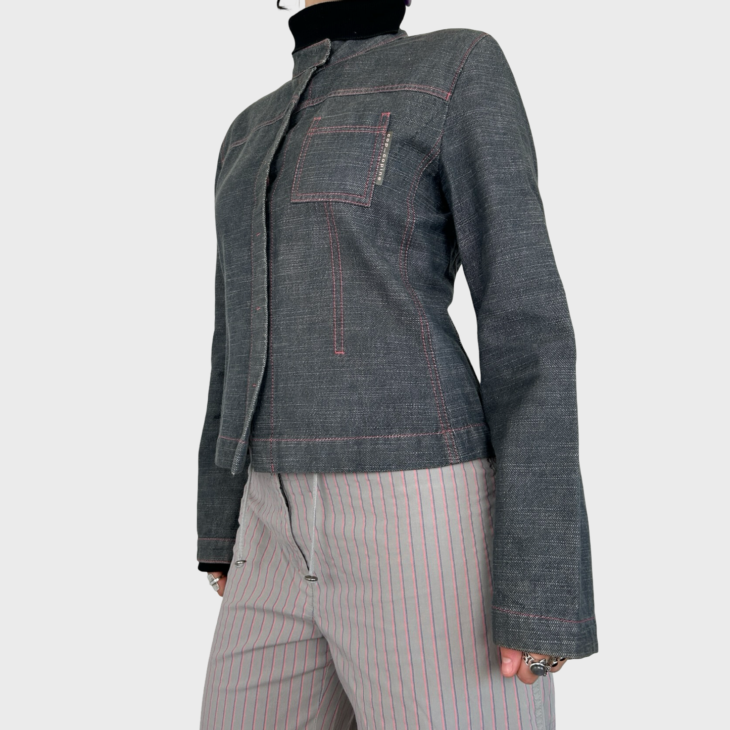 Cop Copine Blue & Pink Denim Jacket - M