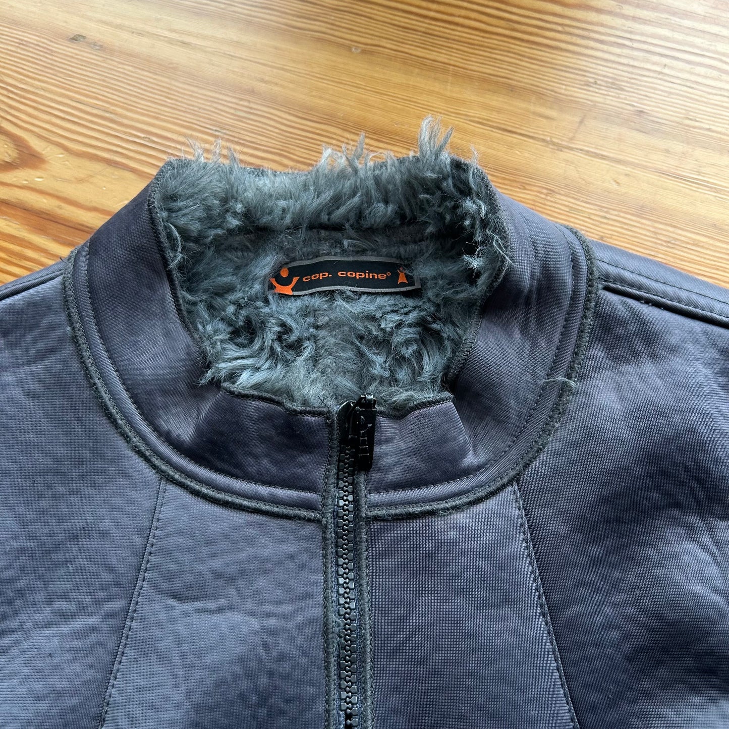 Cop Copine Grey Fur Lined Zip Up Jacket - S/M