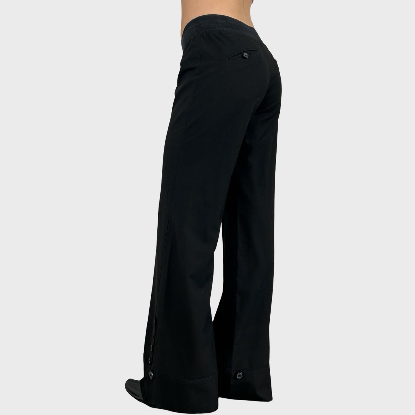 Cop Copine Black Wide Leg Button Trousers - M