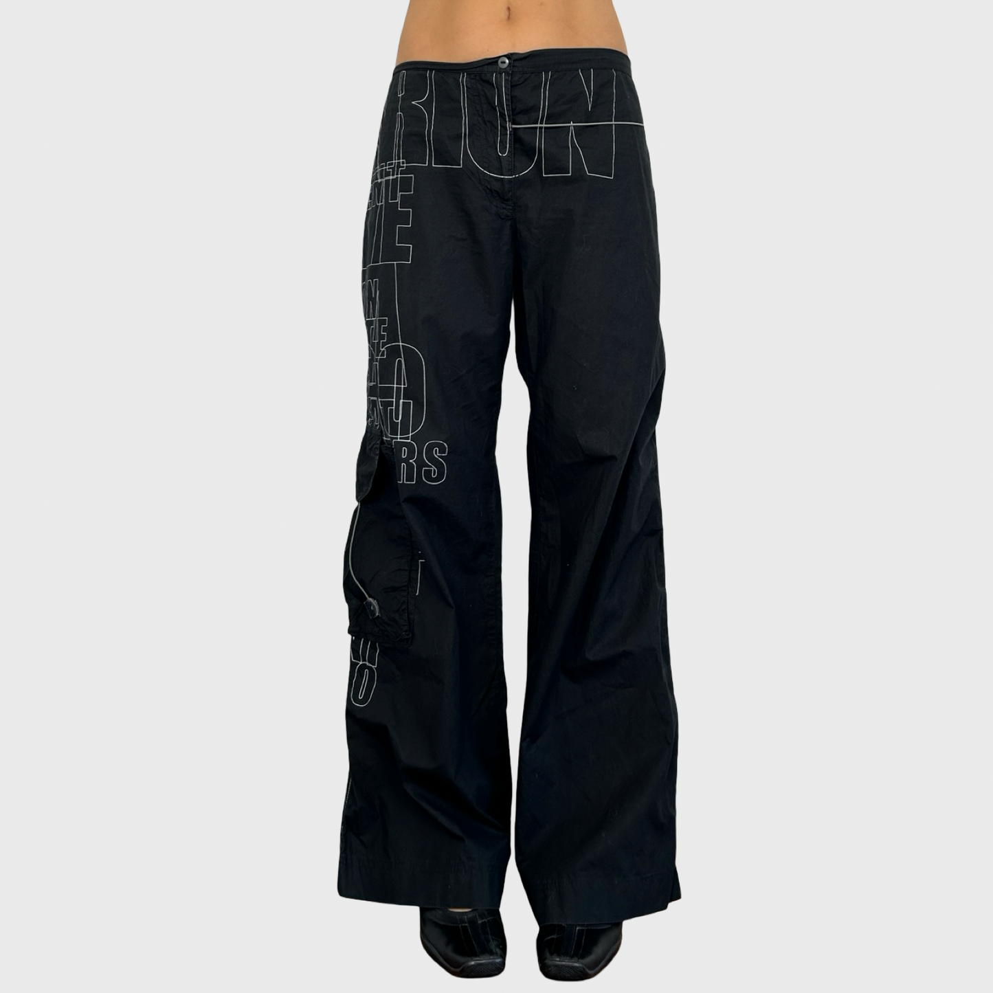 Cop Copine Black Graphic Print Wide Leg Trousers - L