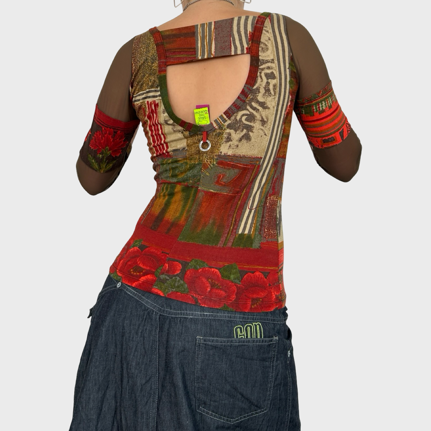 Save The Queen Graphic Mesh Top - S/M