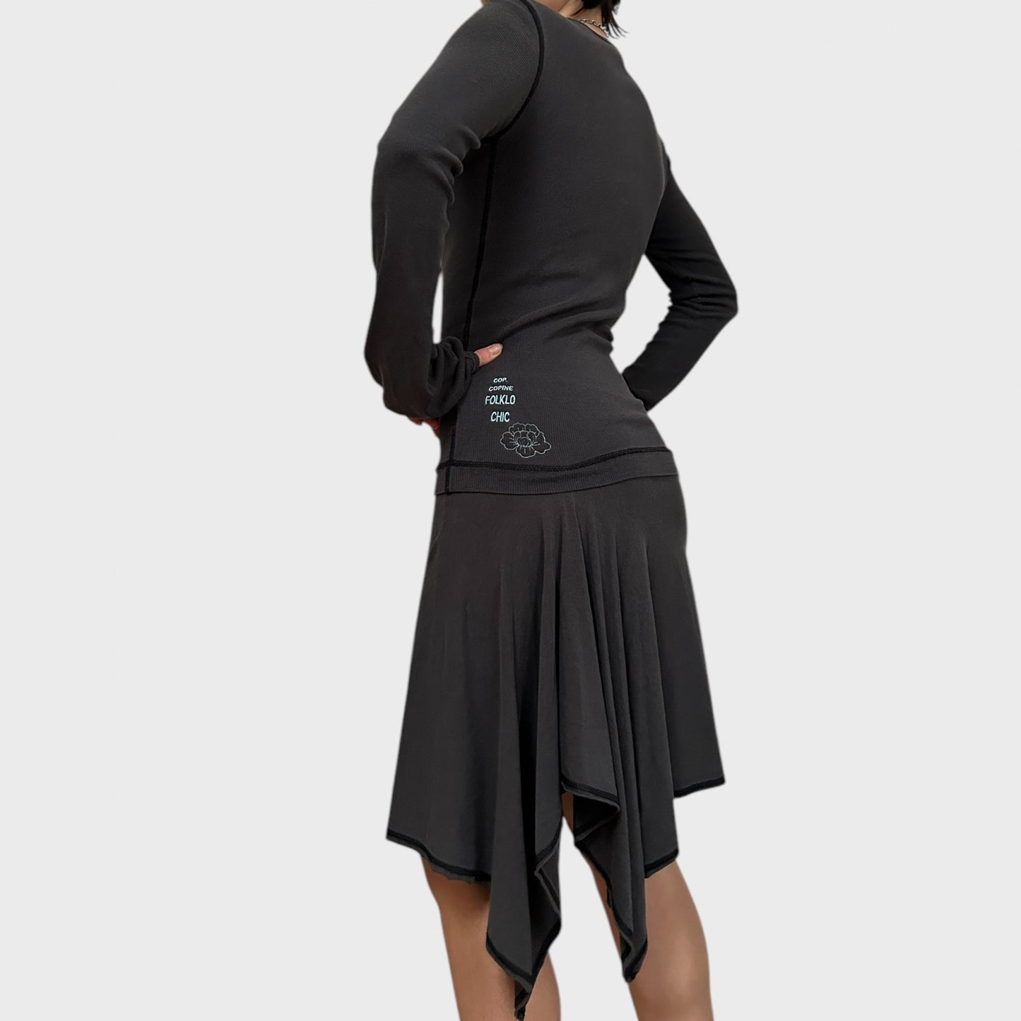 Cop Copine Drop Waist Asymmetric Button-Up Dress