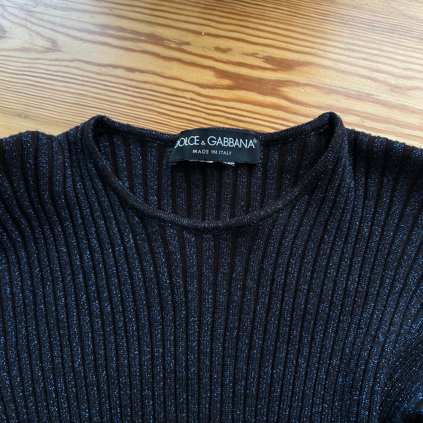 Dolce & Gabbana Shimmery Ribbed Knit Top - S