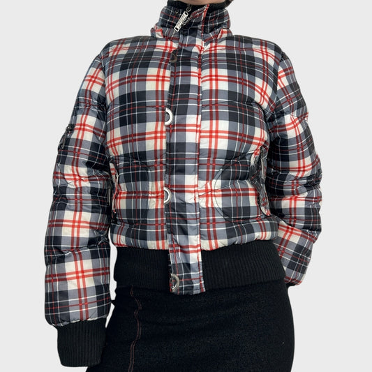 Checked Puffer Bomber Jacket - M