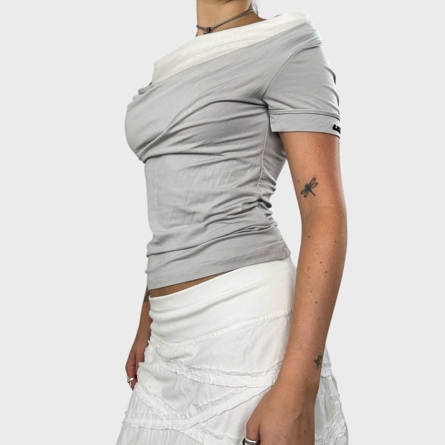 Cop Copine Grey Cowl Neck Slinky Top - S