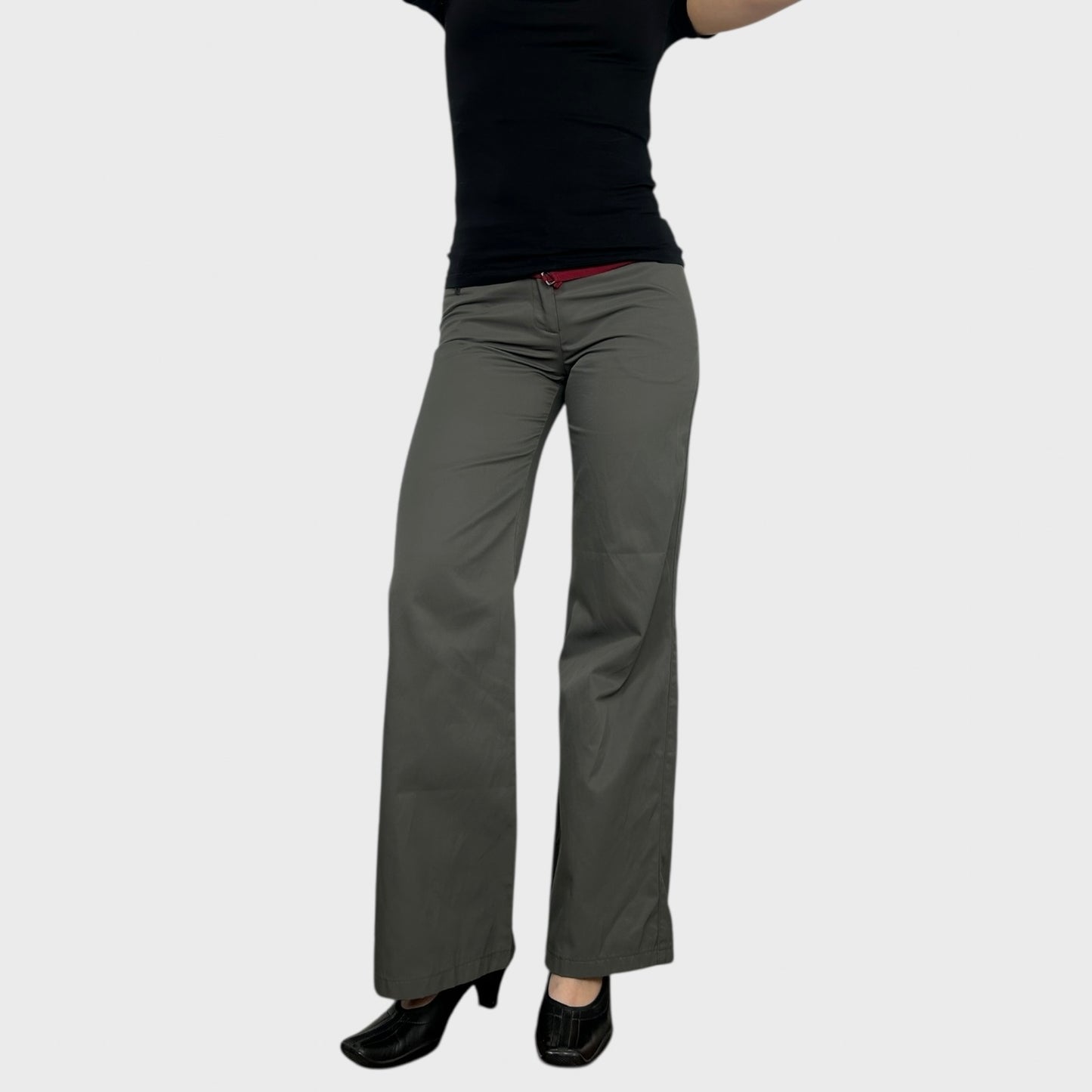 Cop Copine Grey Fitted Wide Leg Trousers - S