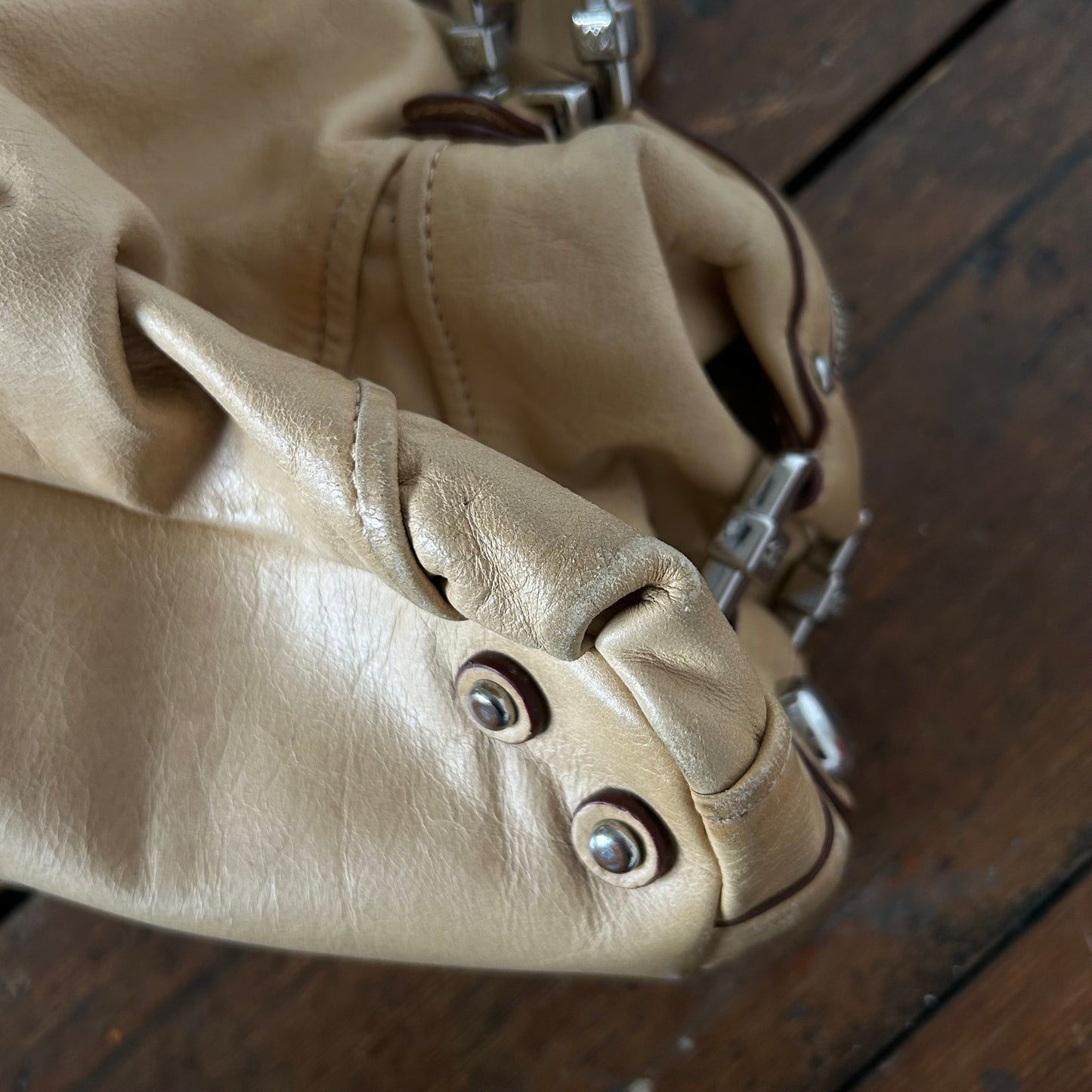 Roberto Cavalli Tan Leather Handbag