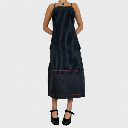 Cop Copine Black Pinstripe Maxi Dress - L