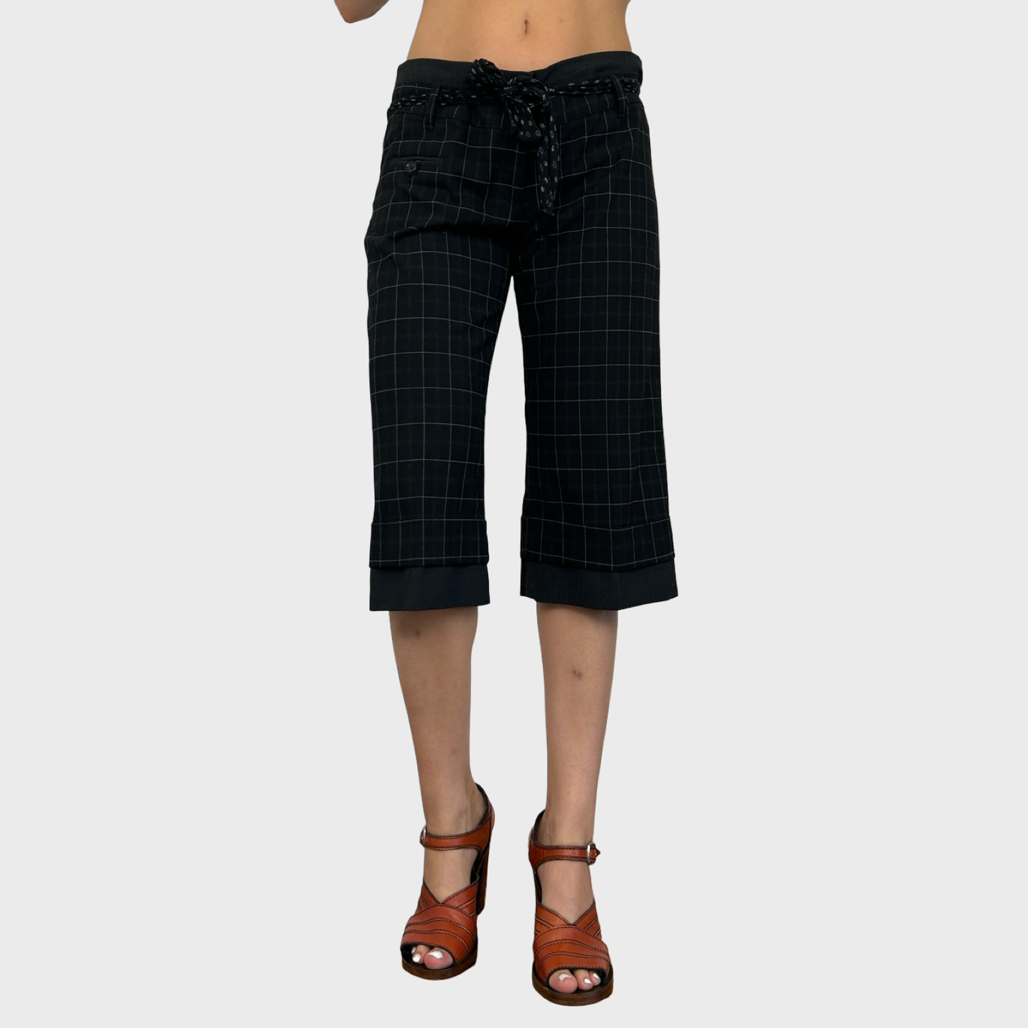 Cop Copine Black Checkered Capris - L