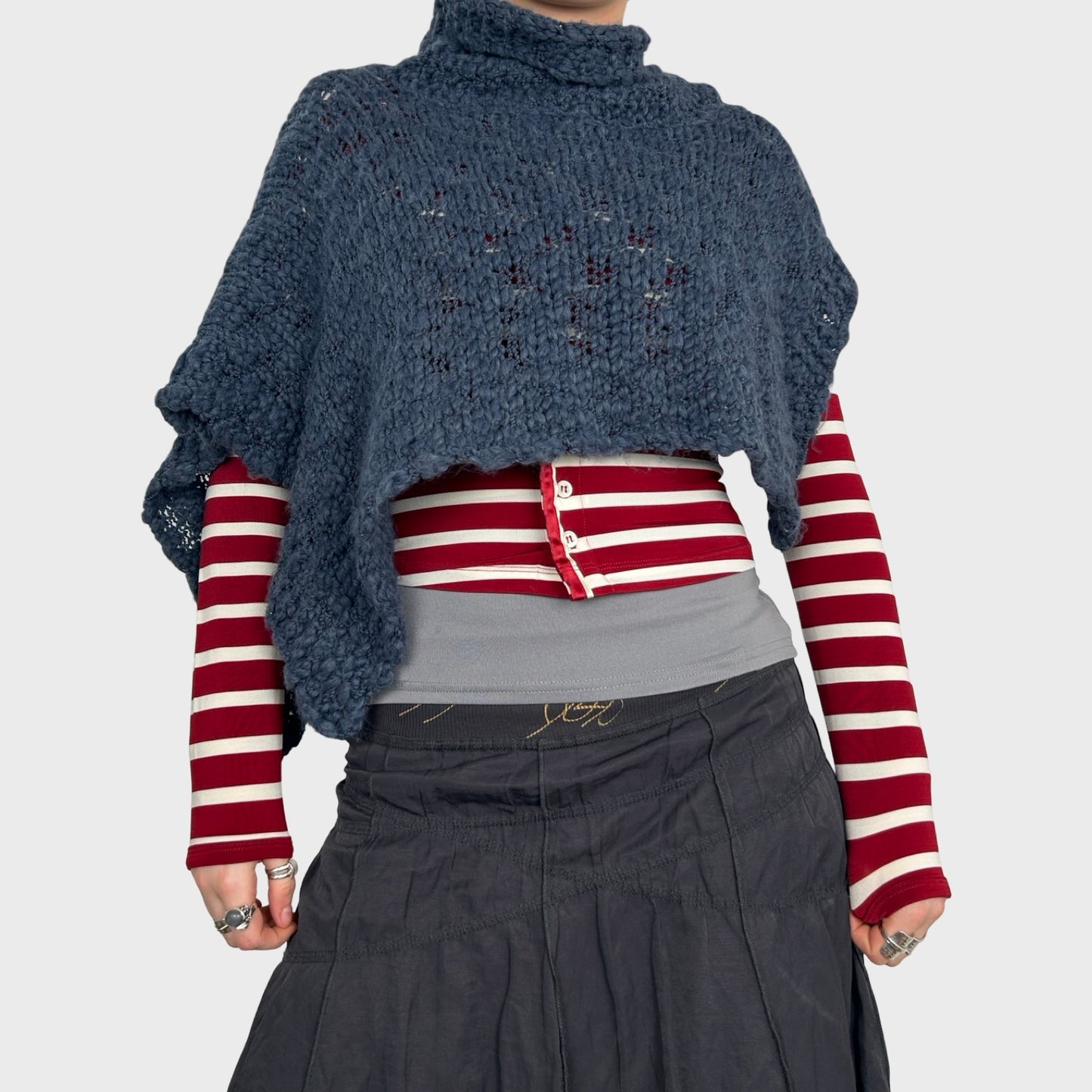 Cop Copine Blue Knit Poncho - S/M