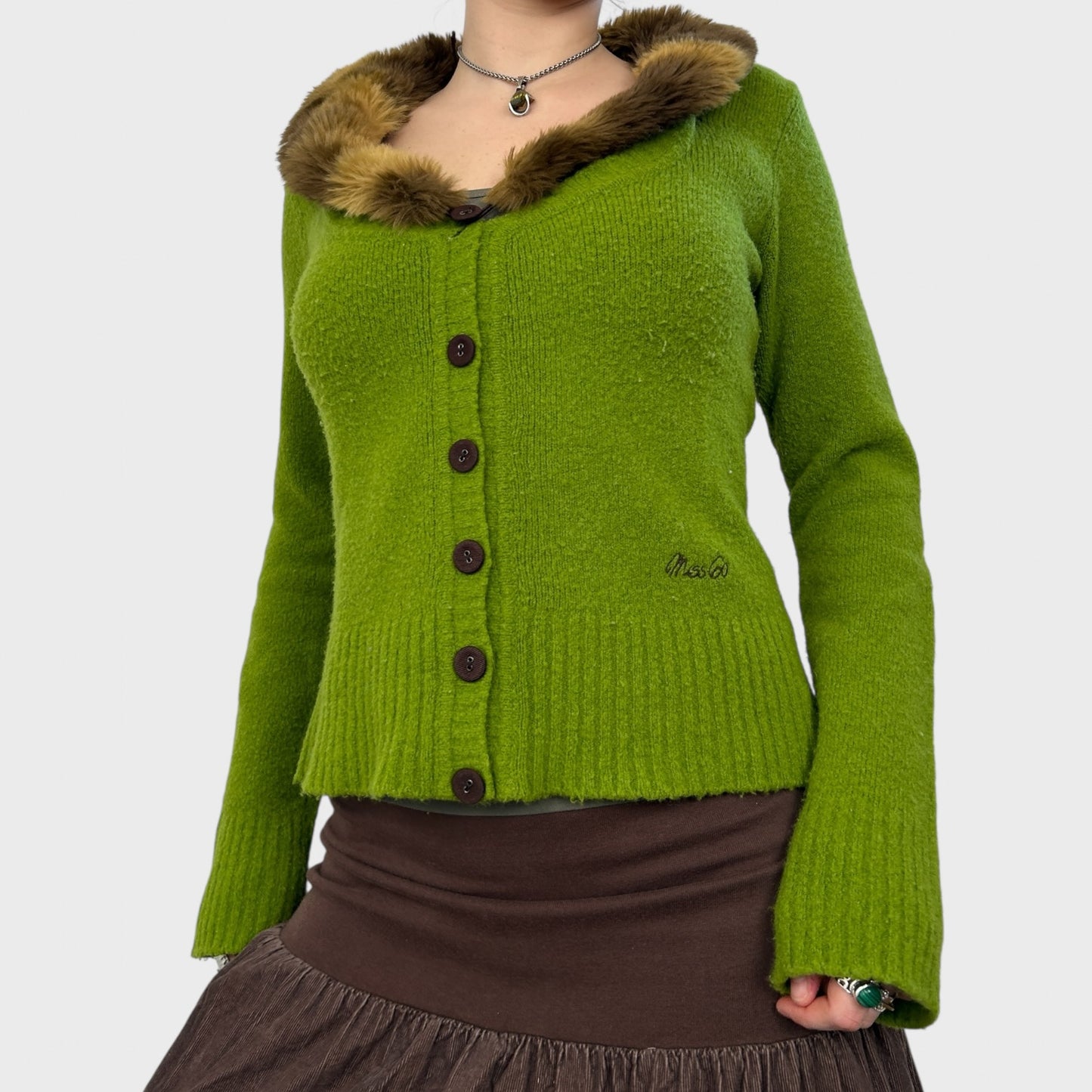 Miss Sixty Green Button Cardigan - M