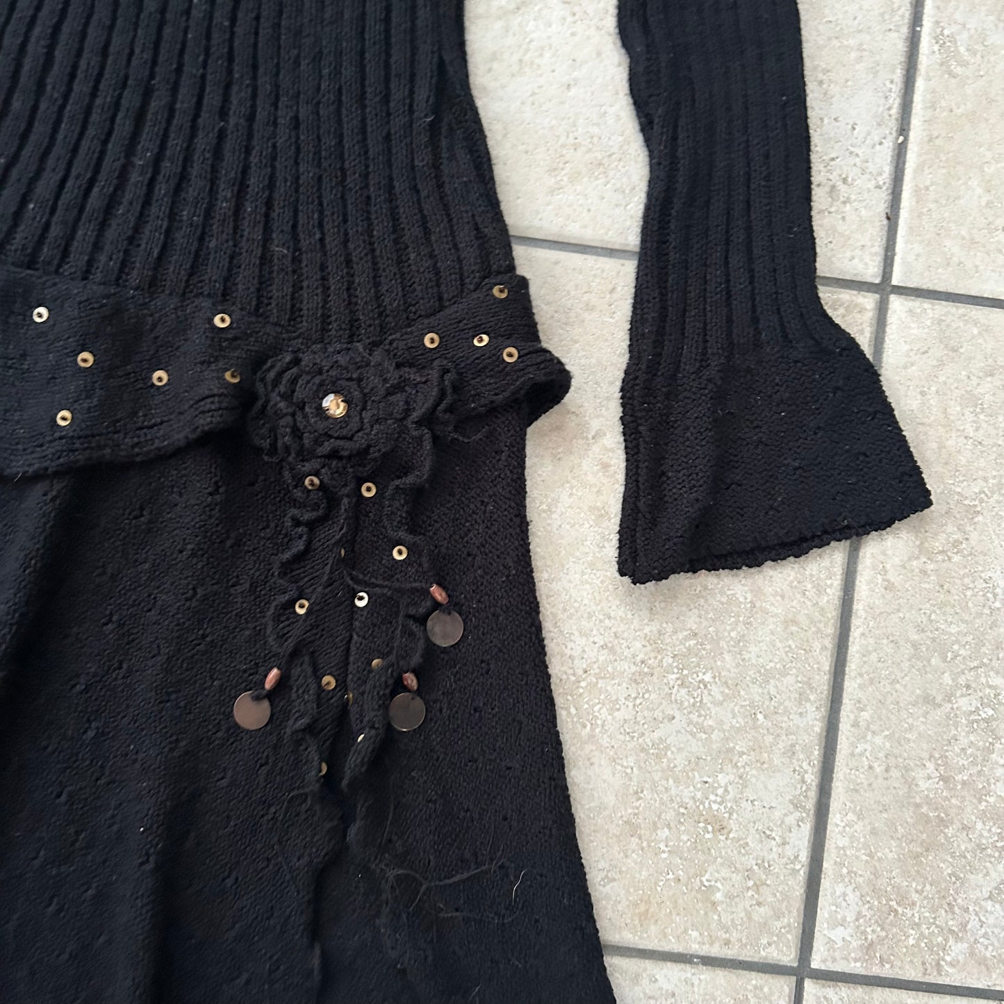Vintage 90s Black Knitted Mini Dress