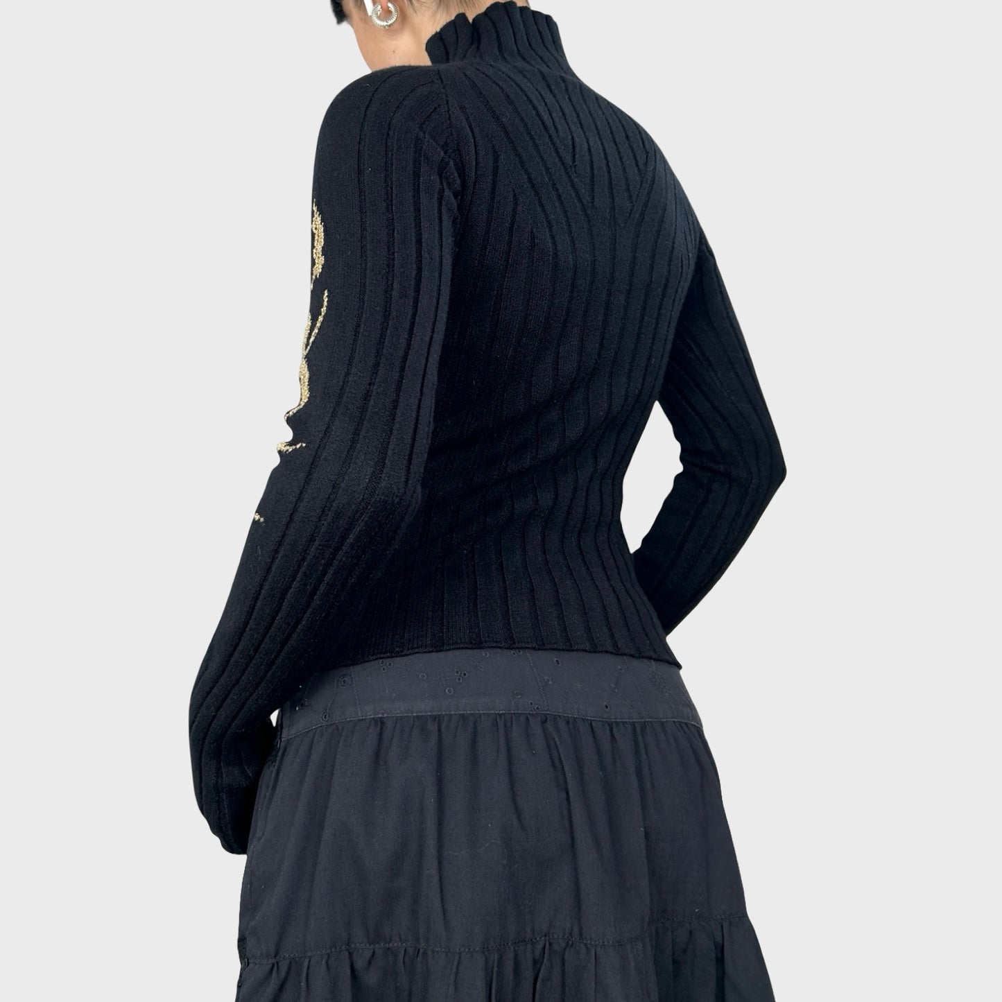 Roberto Cavalli Black & Gold Knit Jumper - S/M