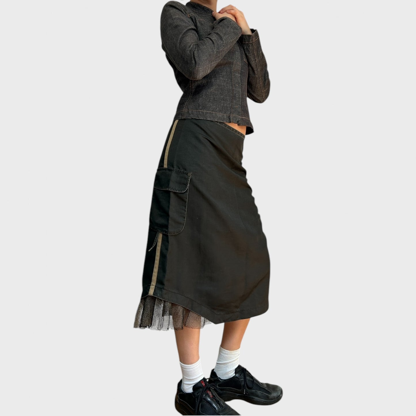 Cop Copine Lace-Up Midi Skirt