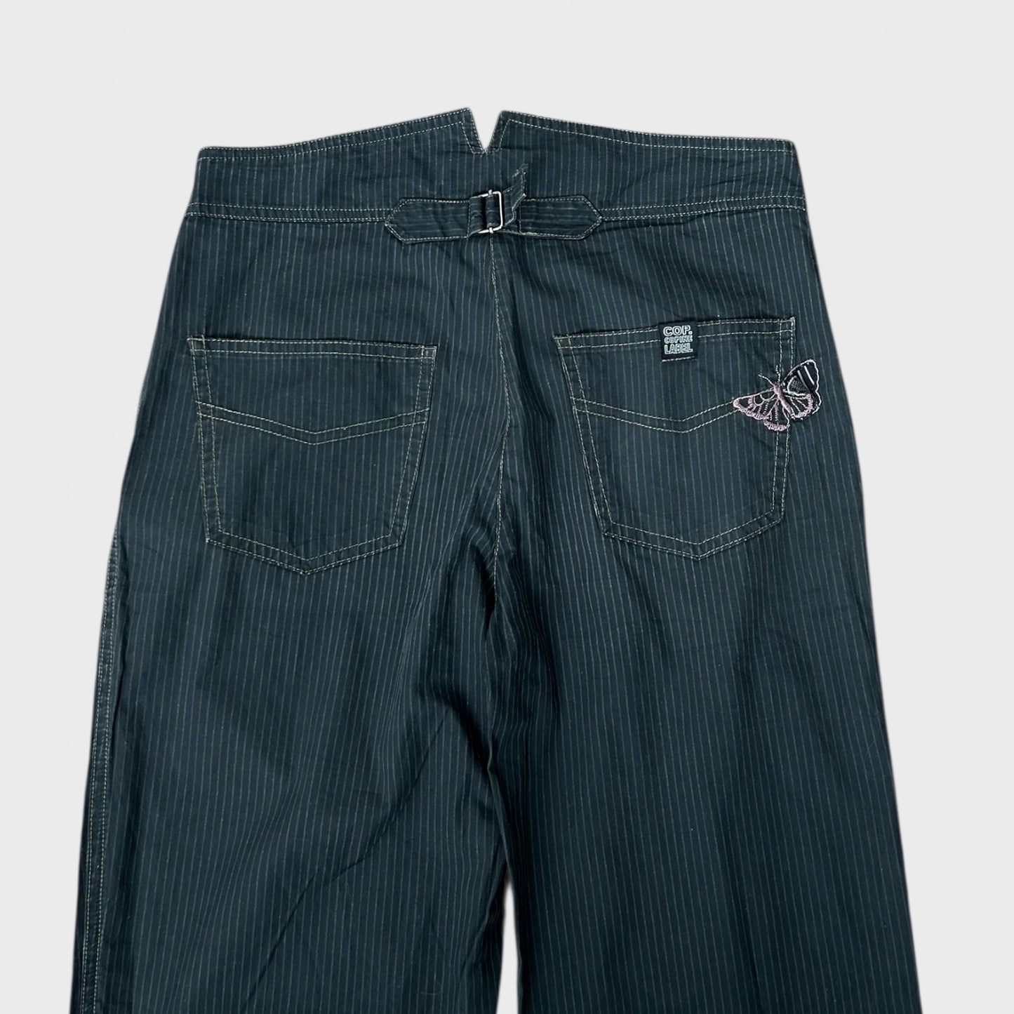 Cop Copine Buckle Butterfly Pinstripe Trousers - S