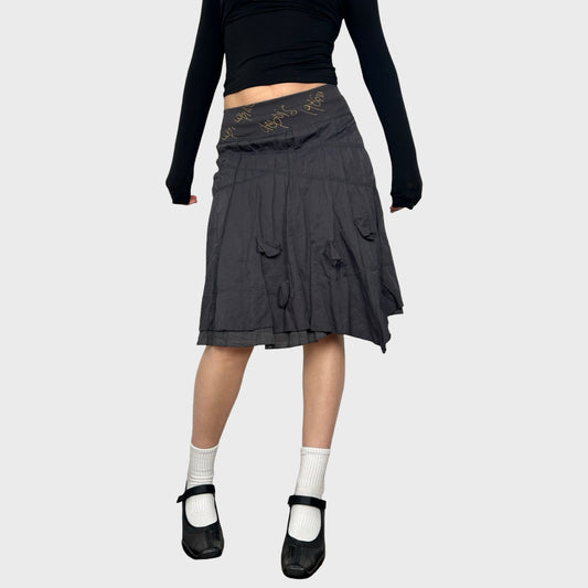 Cop Copine Grey Ruffle Midi Skirt - S