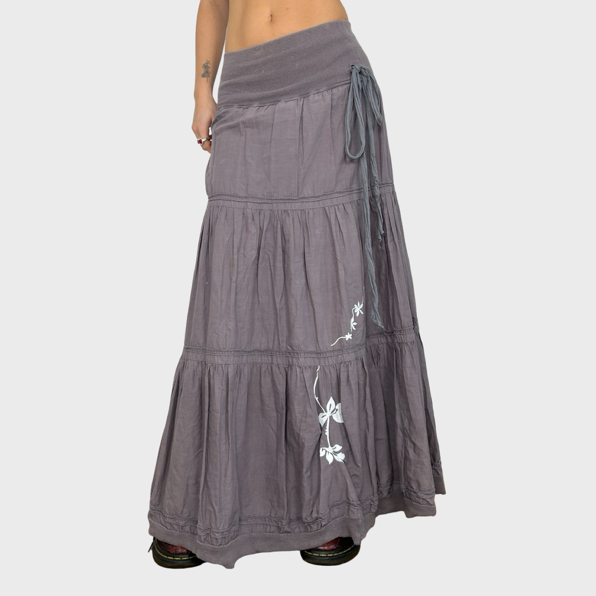 Cop Copine Tiered Grey Ruffle Maxi Skirt - XS/S