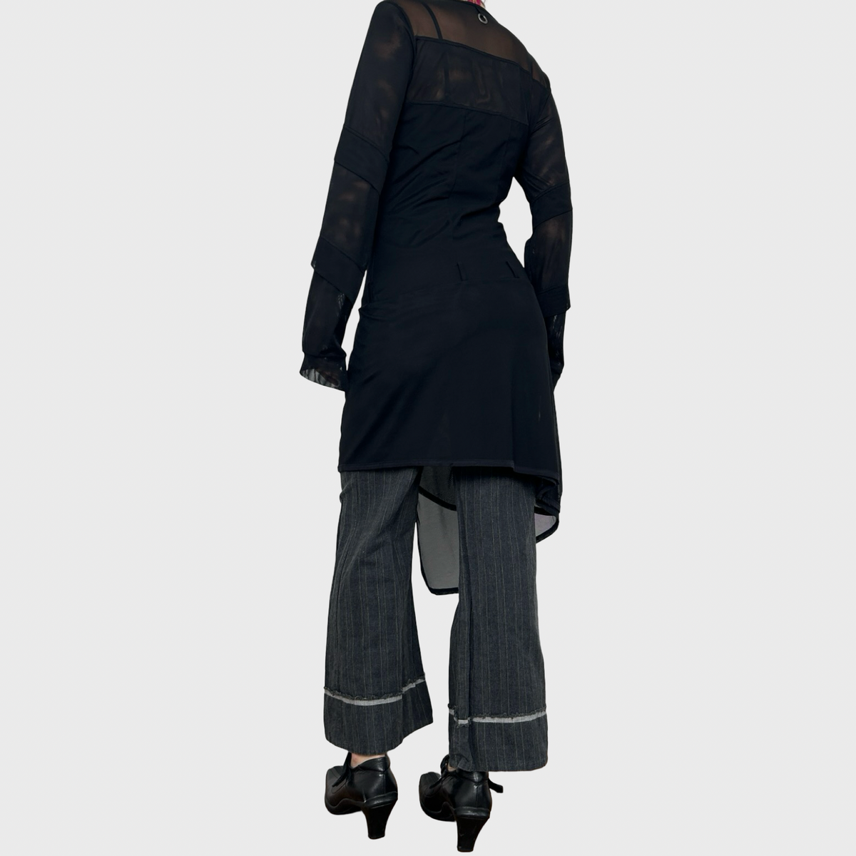 Save the Queen Asymmetric Mesh Long Sleeve Dress - M/L