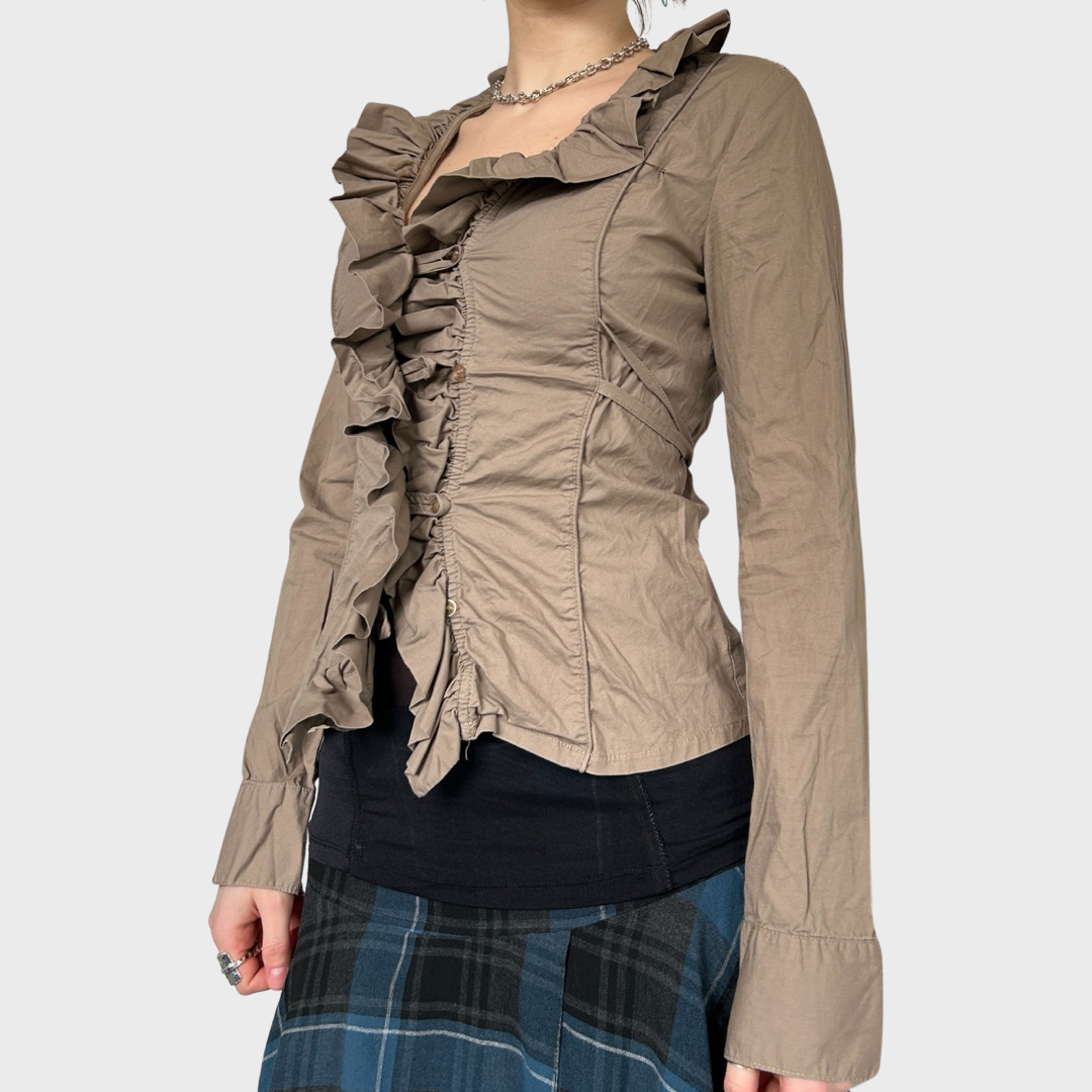 Ruched button up shirt