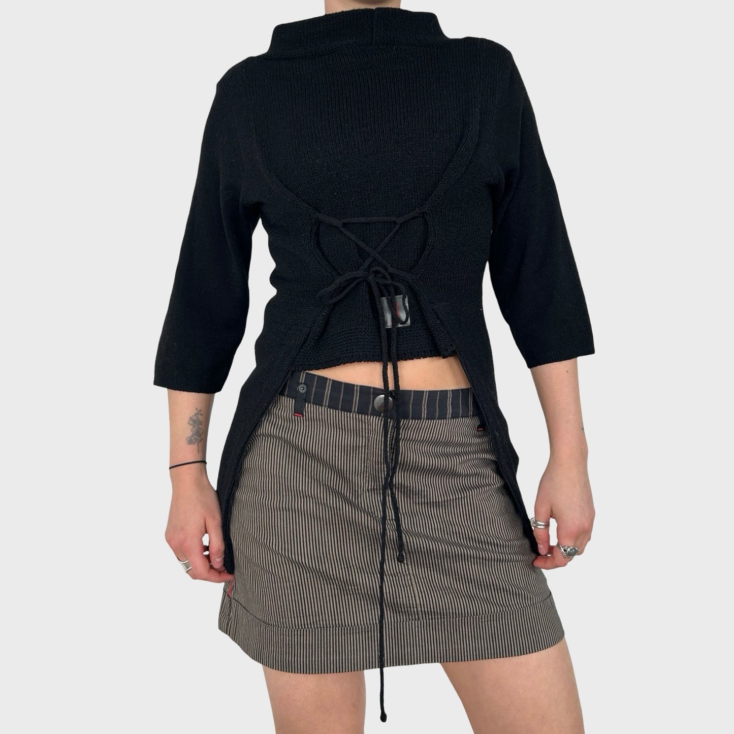 Cop Copine Corset Style Tie Jumper - M
