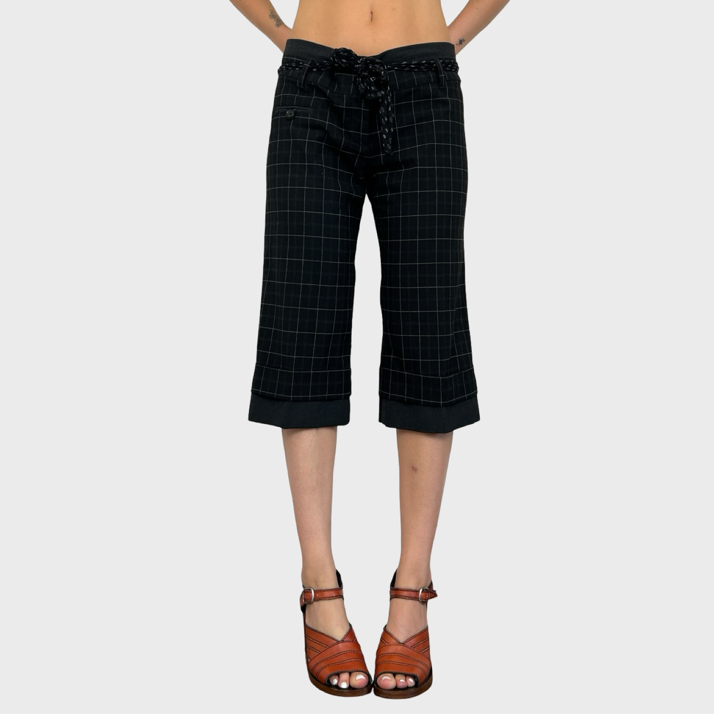 Cop Copine Black Checkered Capris - L