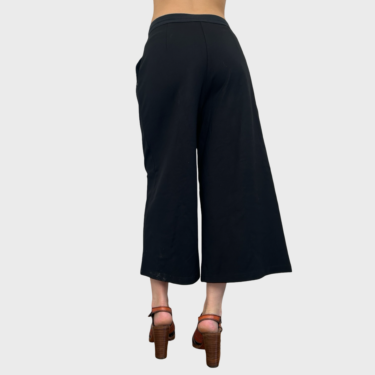 Diesel Black Wide Leg Cropped Trousers - S