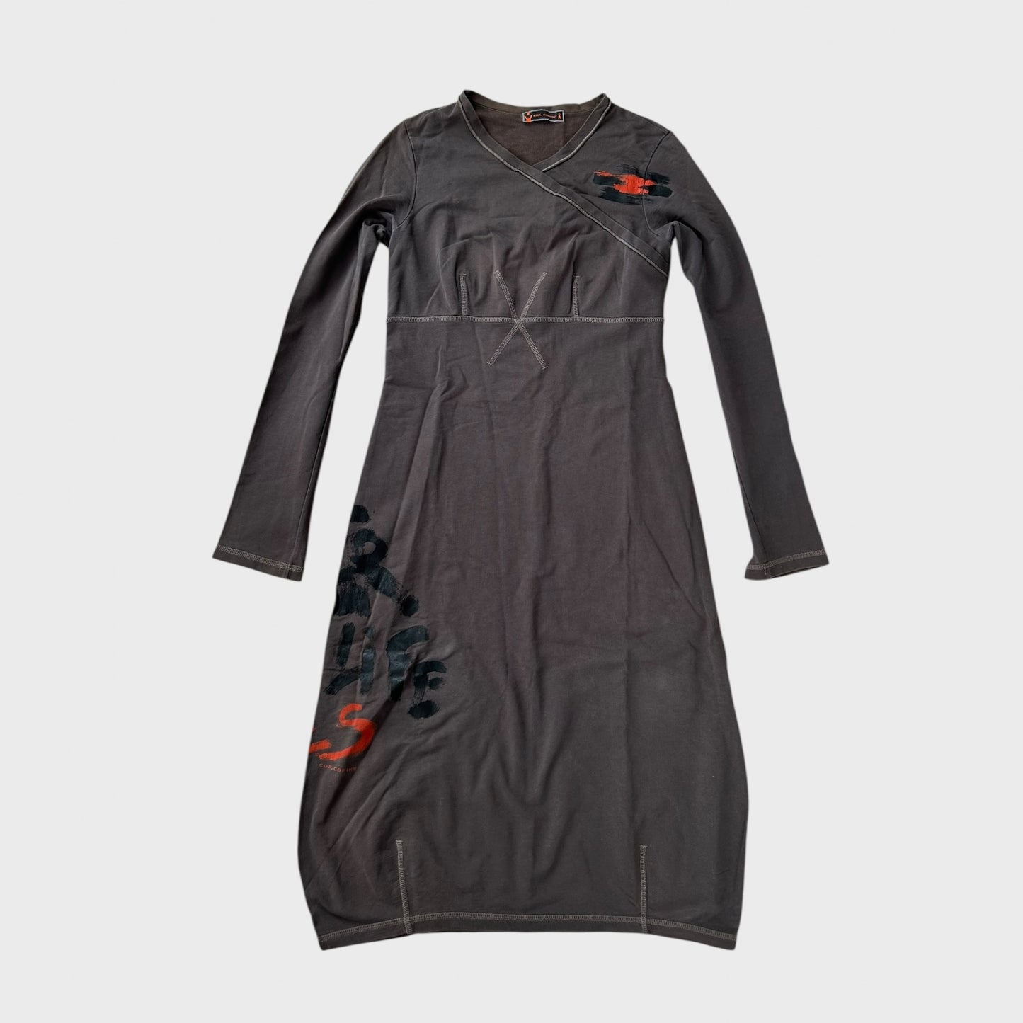 Cop Copine Grey Long Sleeve Midi Dress