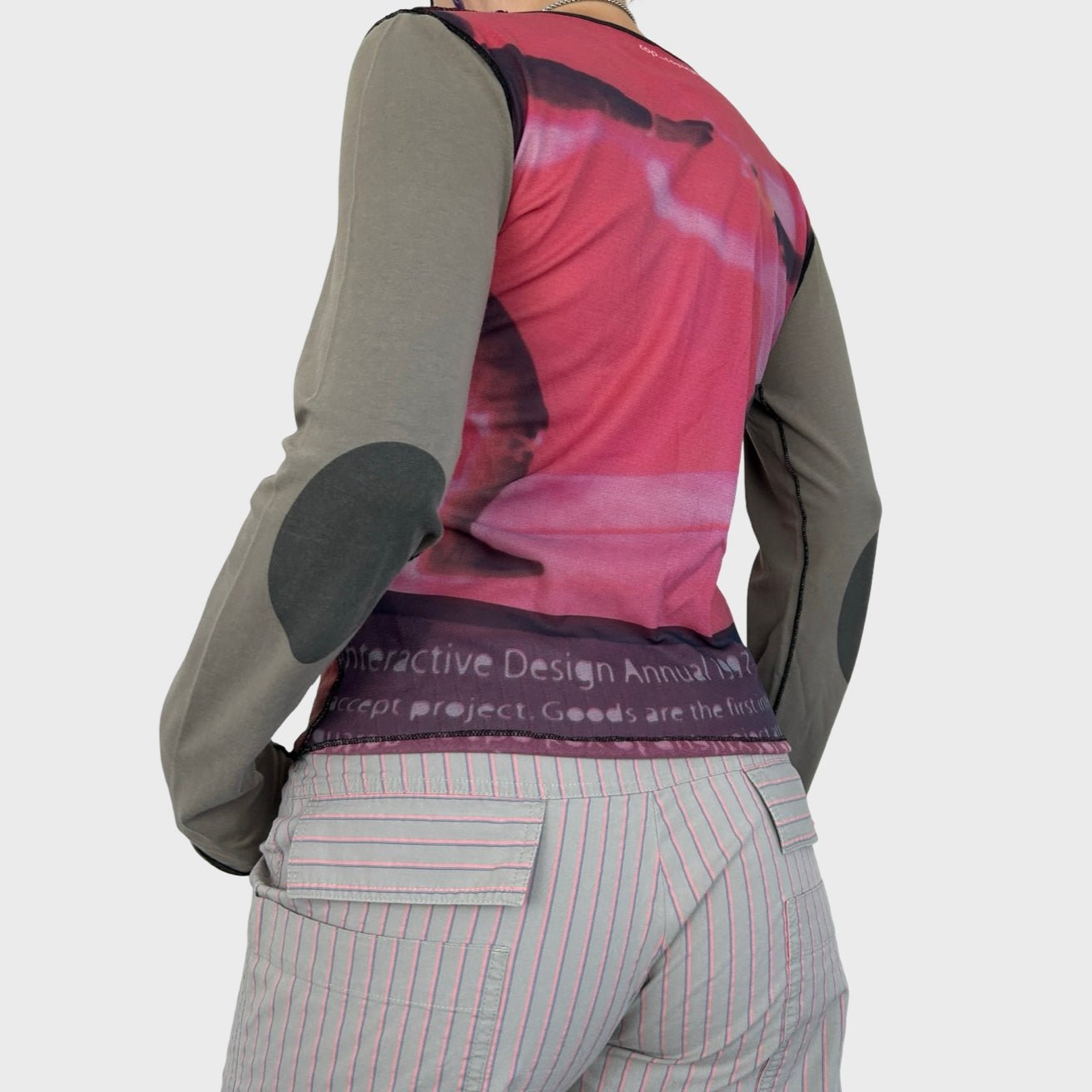 Rare Cop Copine Fencing 85 Print Mesh Long Sleeve Top - L
