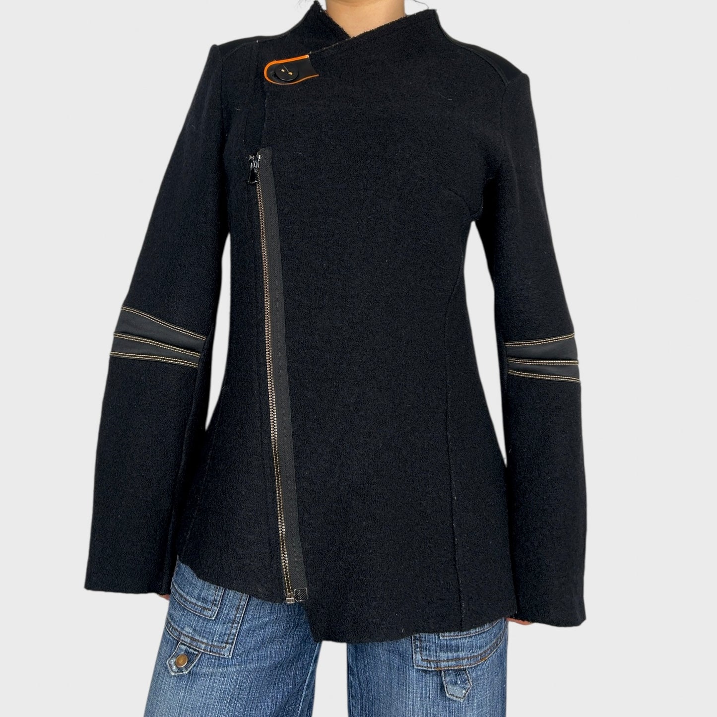 Cop Copine Asymmetric Zip Coat - L