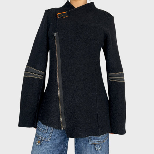 Cop Copine Asymmetric Zip Coat - L