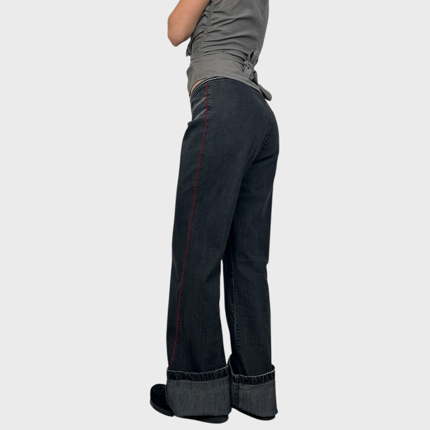 Cop Copine Grey Wide Leg Jeans - L