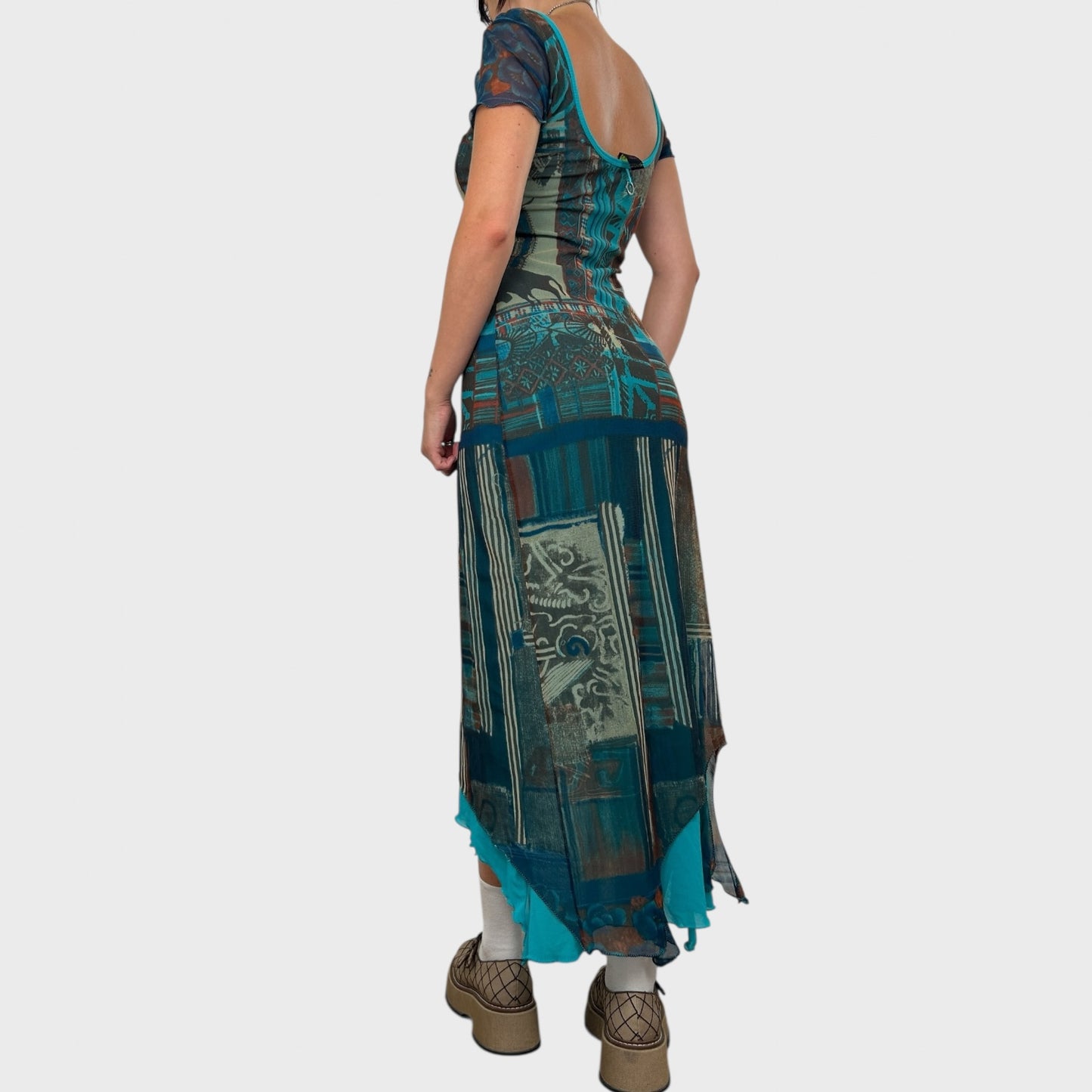 Save the Queen Graphic Mesh Maxi Dress - S/M